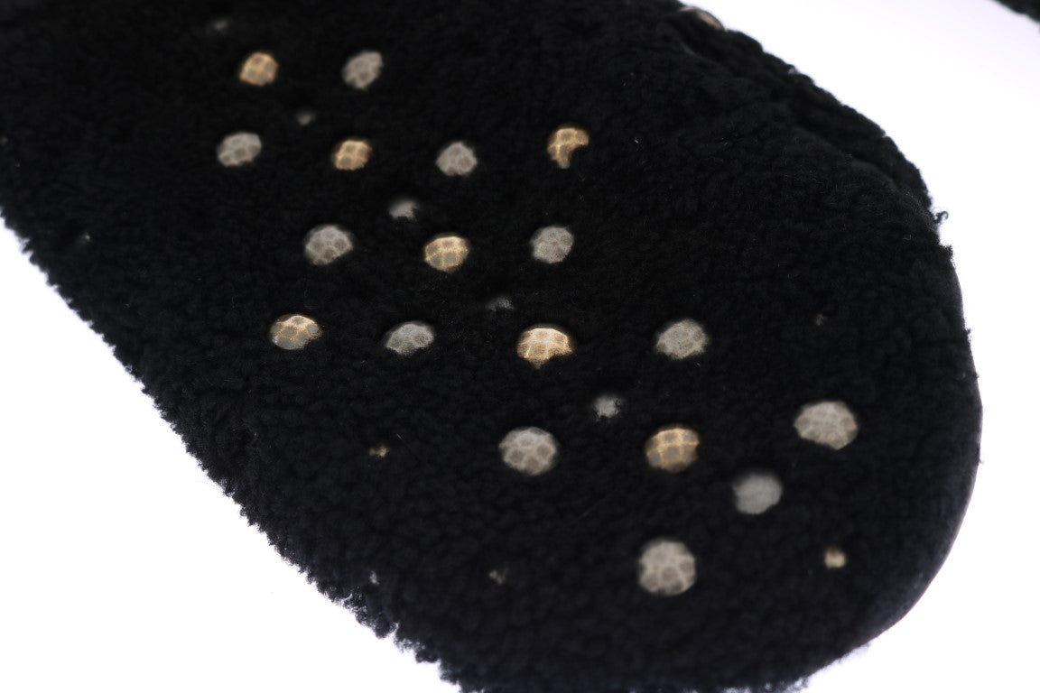 Dolce & Gabbana Studded Black Leather Gentleman's Gloves - Sandy Store ByNet