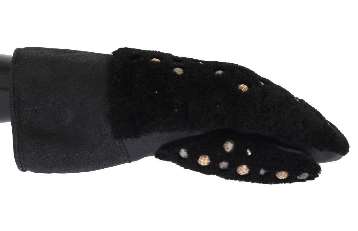 Dolce & Gabbana Studded Black Leather Gentleman's Gloves - Sandy Store ByNet