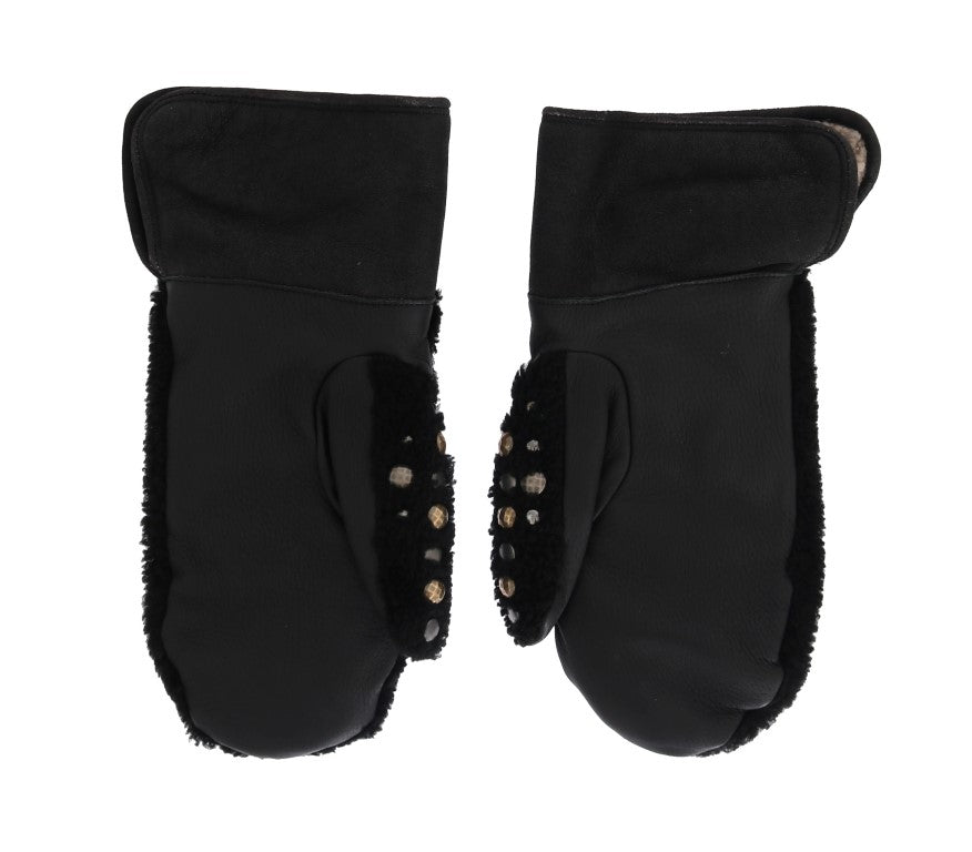 Dolce & Gabbana Studded Black Leather Gentleman's Gloves - Sandy Store ByNet