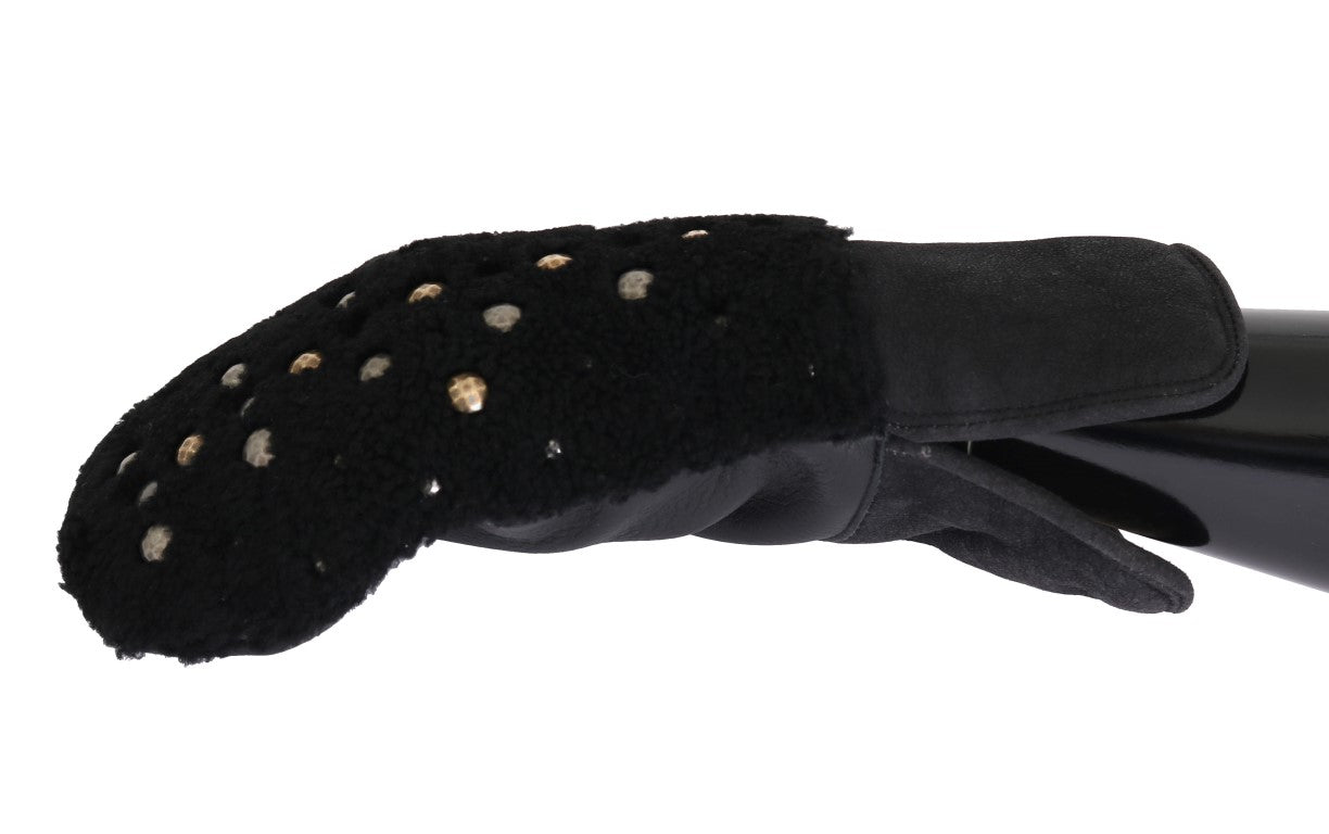 Dolce & Gabbana Studded Black Leather Gentleman's Gloves - Sandy Store ByNet