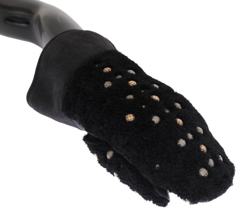 Dolce & Gabbana Studded Black Leather Gentleman's Gloves - Sandy Store ByNet