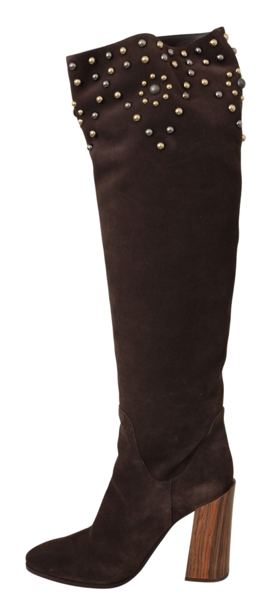 Dolce & Gabbana Studded Suede Knee High Boots in Brown - Sandy Store ByNet
