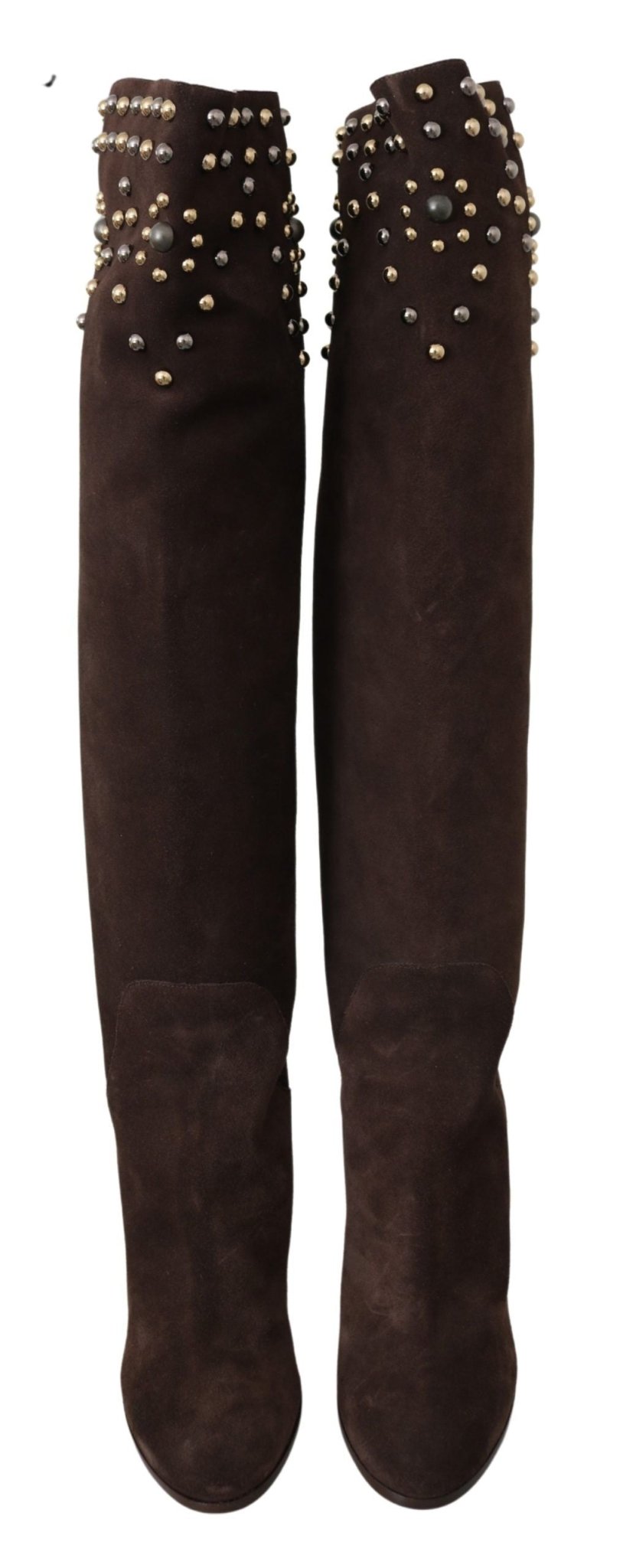 Dolce & Gabbana Studded Suede Knee High Boots in Brown - Sandy Store ByNet