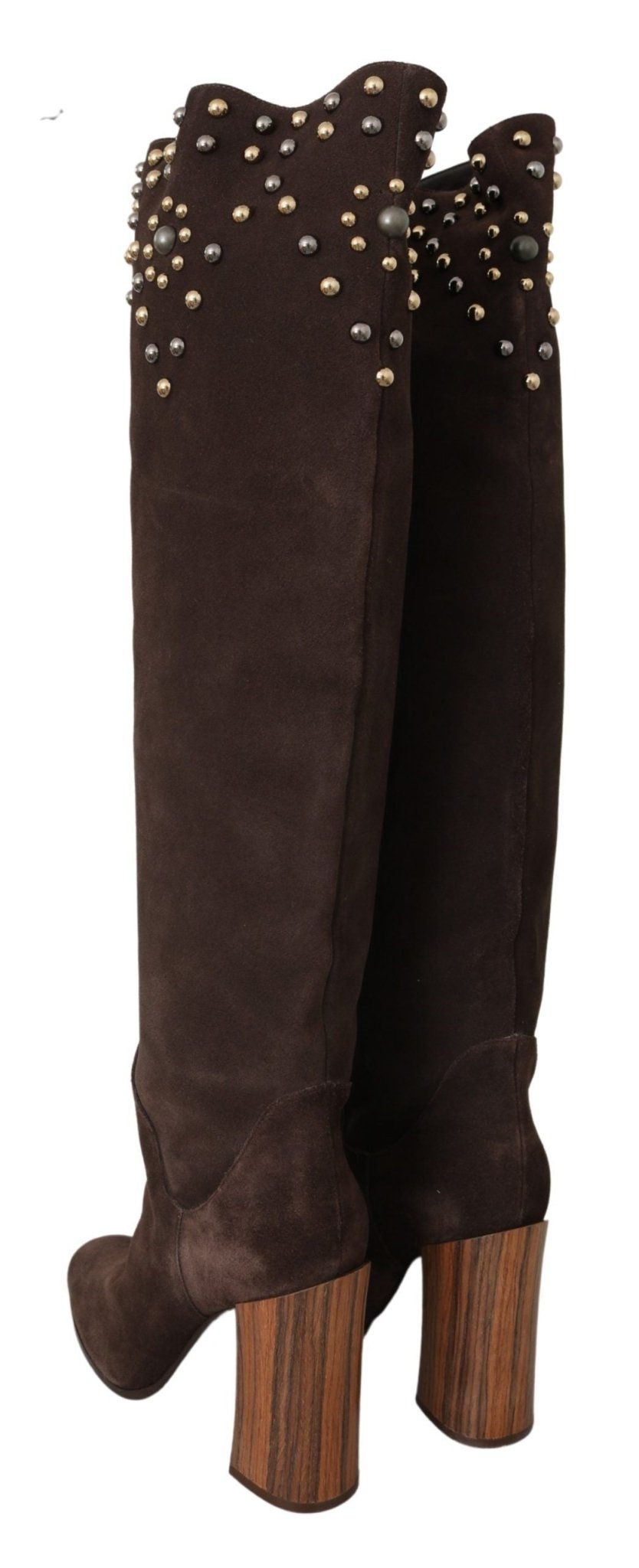 Dolce & Gabbana Studded Suede Knee High Boots in Brown - Sandy Store ByNet