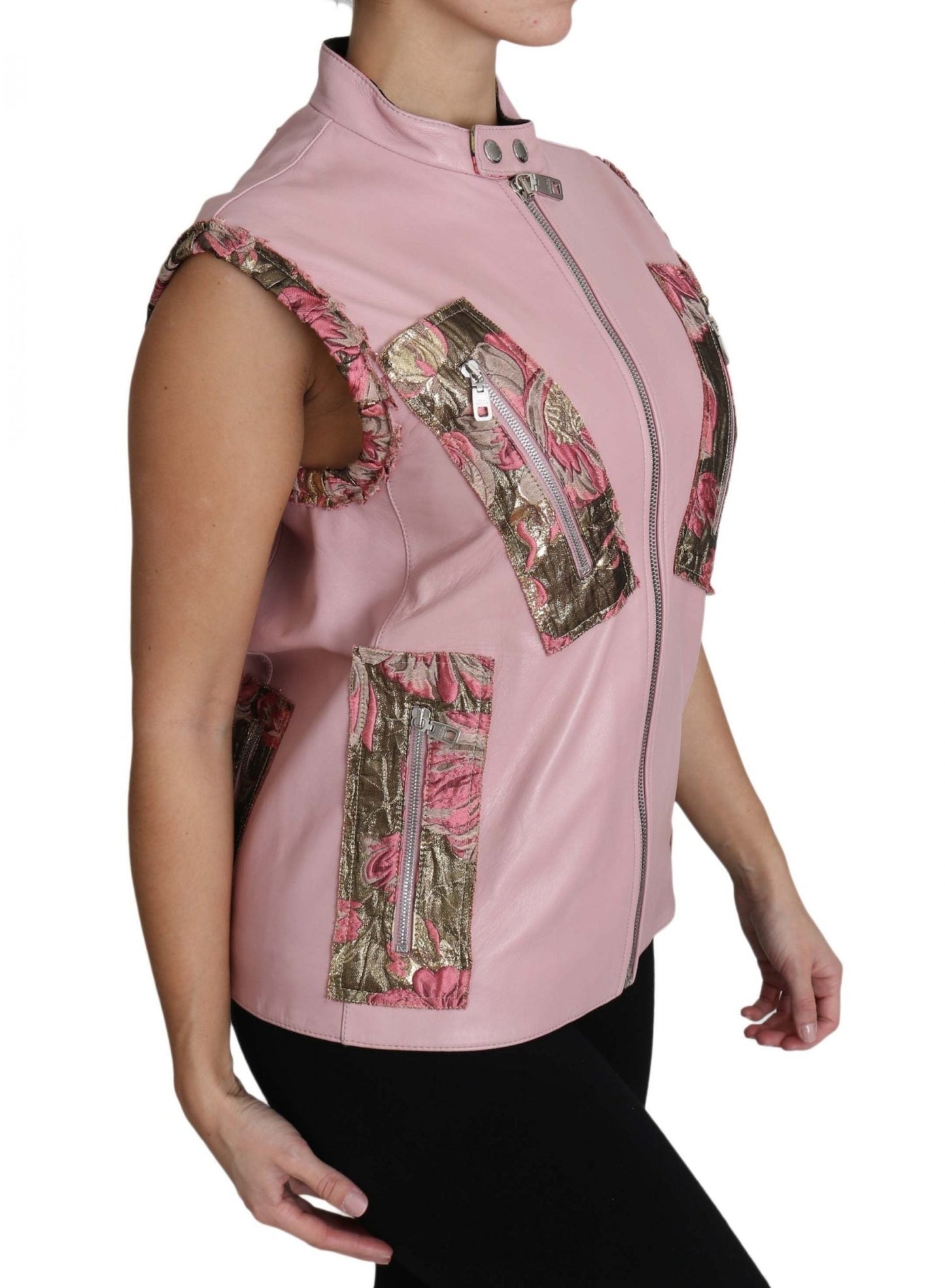 Dolce & Gabbana Stunning Pink Sleeveless Leather Vest - Sandy Store ByNet