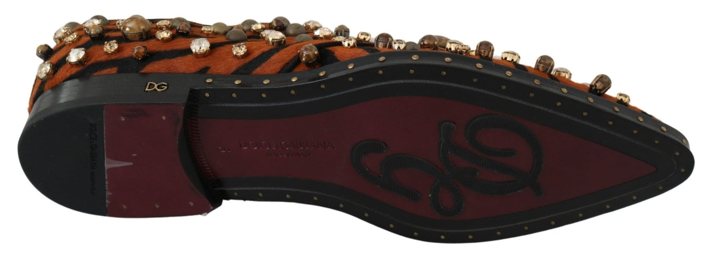 Dolce & Gabbana Tiger Pattern Crystal Embellished Flats - Sandy Store ByNet