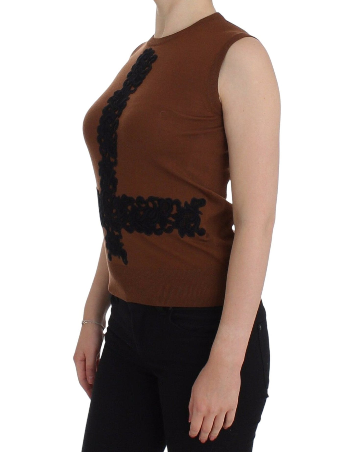 Dolce & Gabbana Timeless Wool and Lace Sleeveless Vest - Sandy Store ByNet