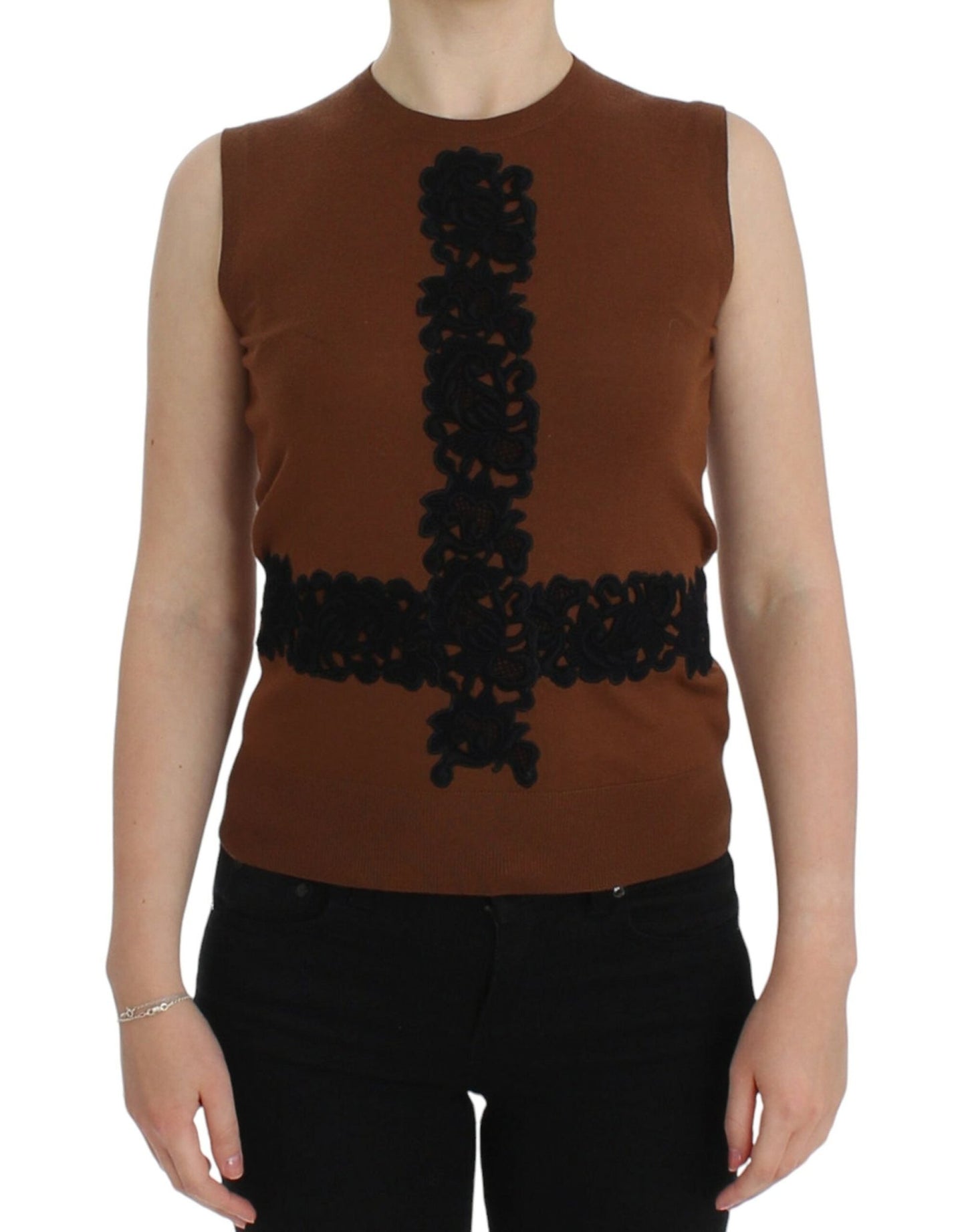 Dolce & Gabbana Timeless Wool and Lace Sleeveless Vest - Sandy Store ByNet
