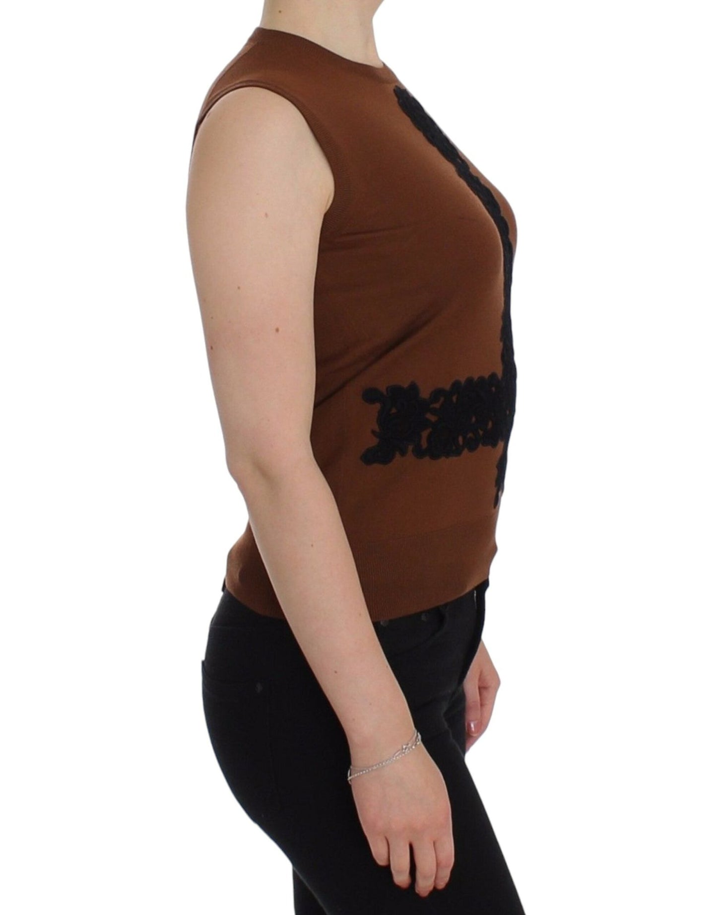 Dolce & Gabbana Timeless Wool and Lace Sleeveless Vest - Sandy Store ByNet