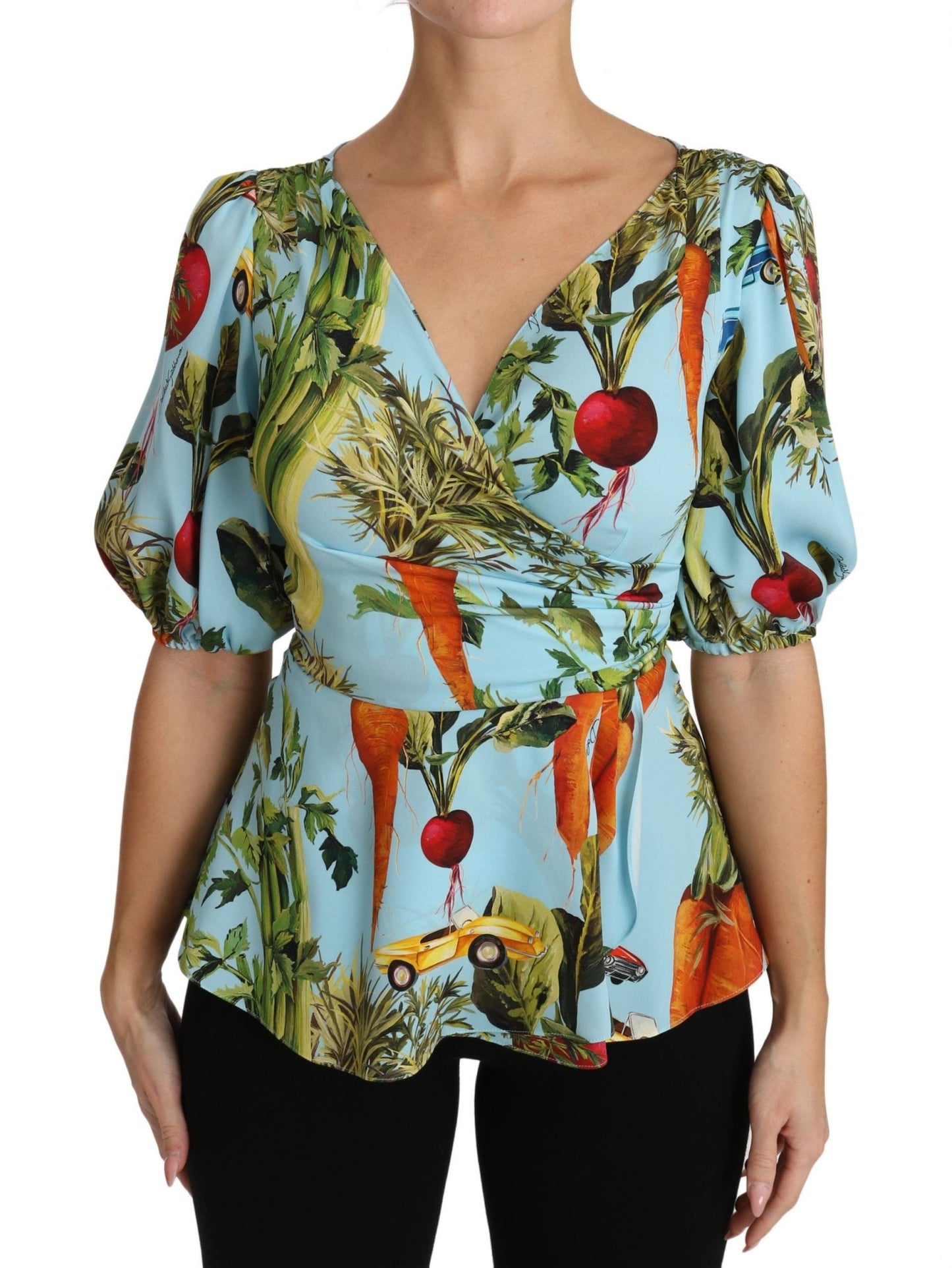 Dolce & Gabbana Vegetable Print Silk Top Extravaganza - Sandy Store ByNet