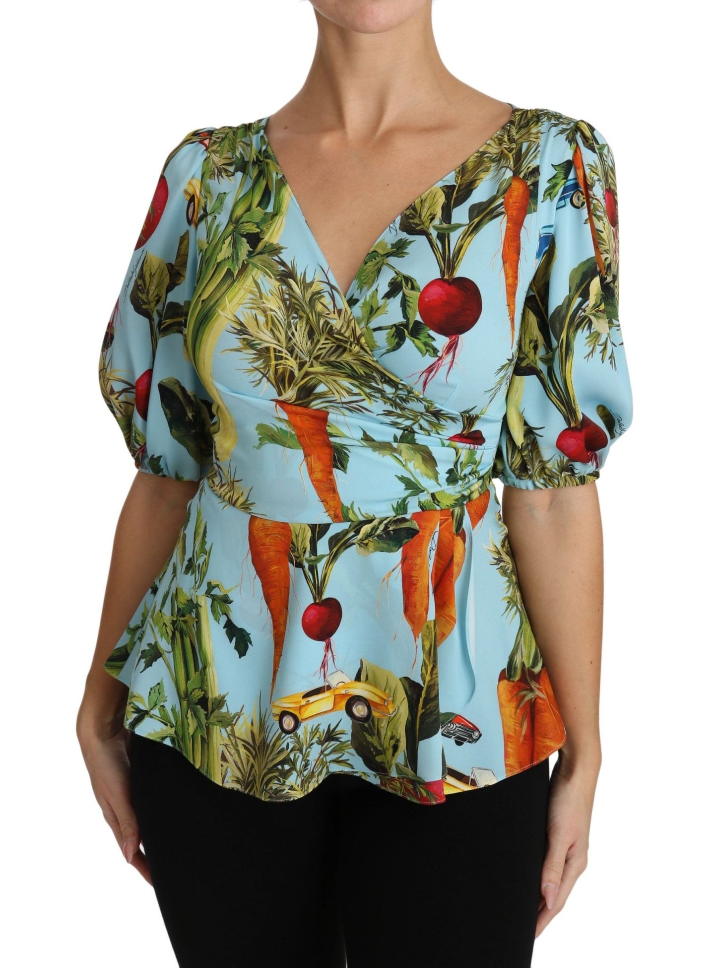 Dolce & Gabbana Vegetable Print Silk Top Extravaganza - Sandy Store ByNet