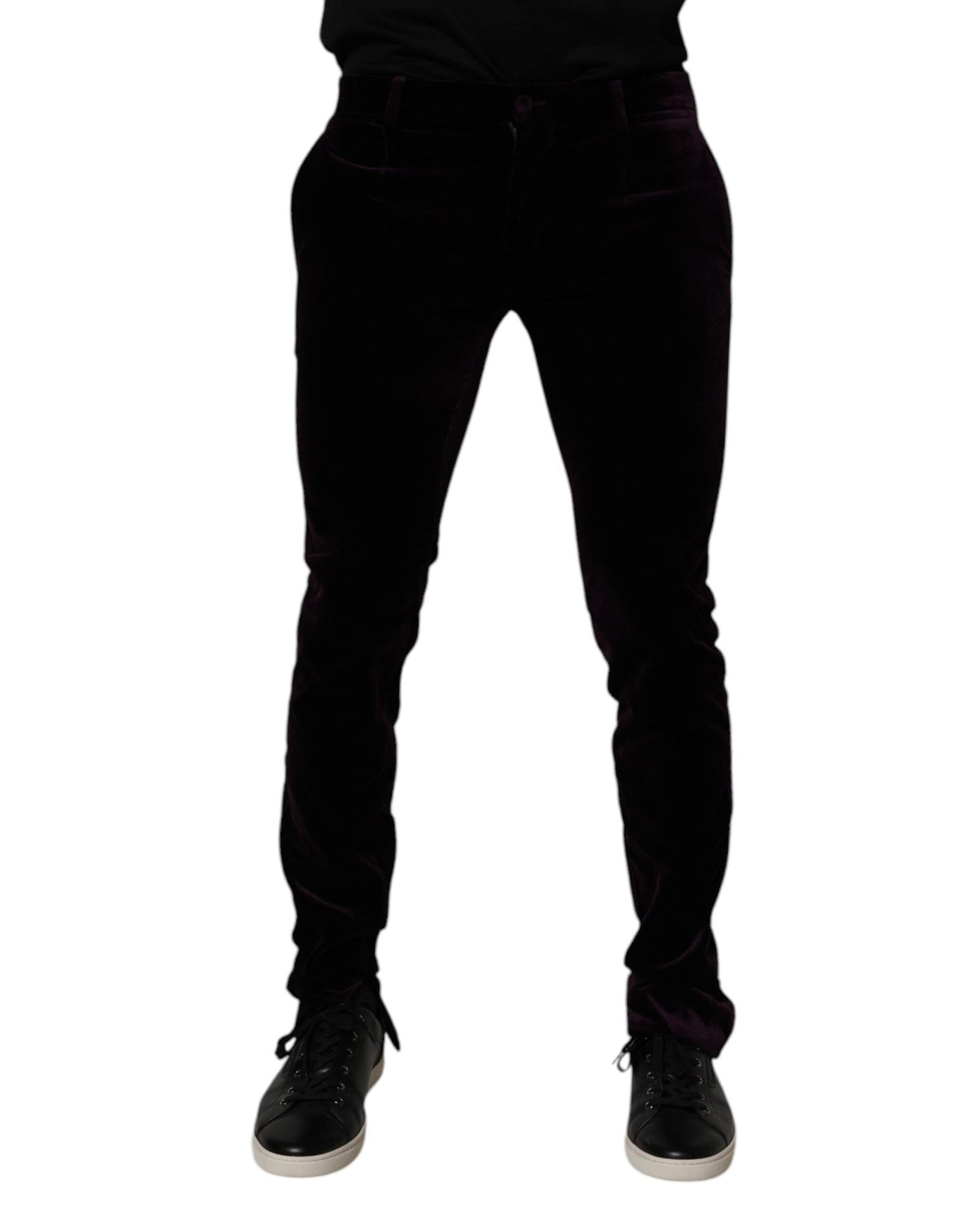 Dolce & Gabbana Violet Velvet Cotton Men Dress Formal Pants – IT48 | M par Dolce & Gabbana | Disponible sur Sandy Store ByNet