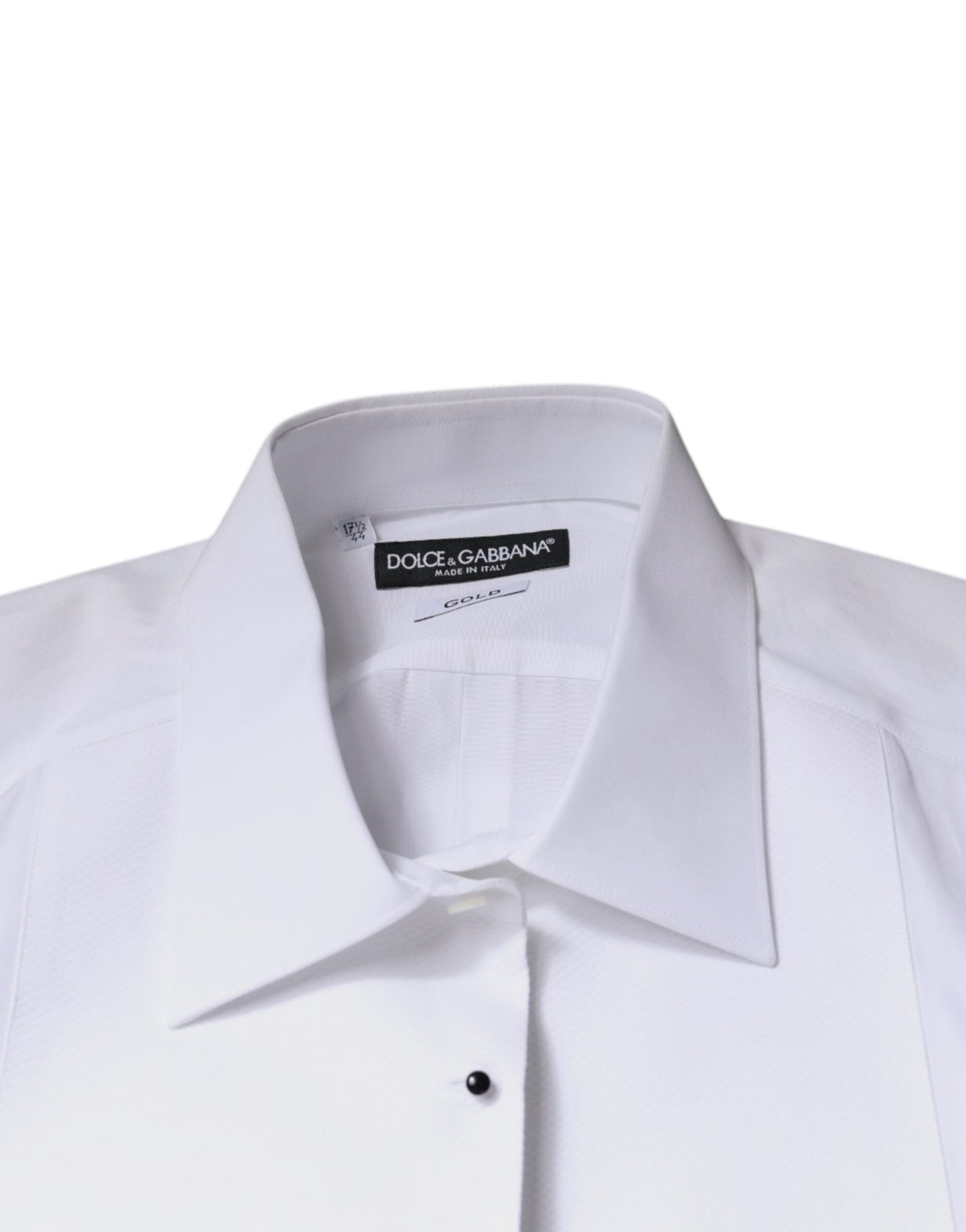Dolce & Gabbana White Bib Cotton Poplin GOLD Formal Shirt - Sandy Store ByNet