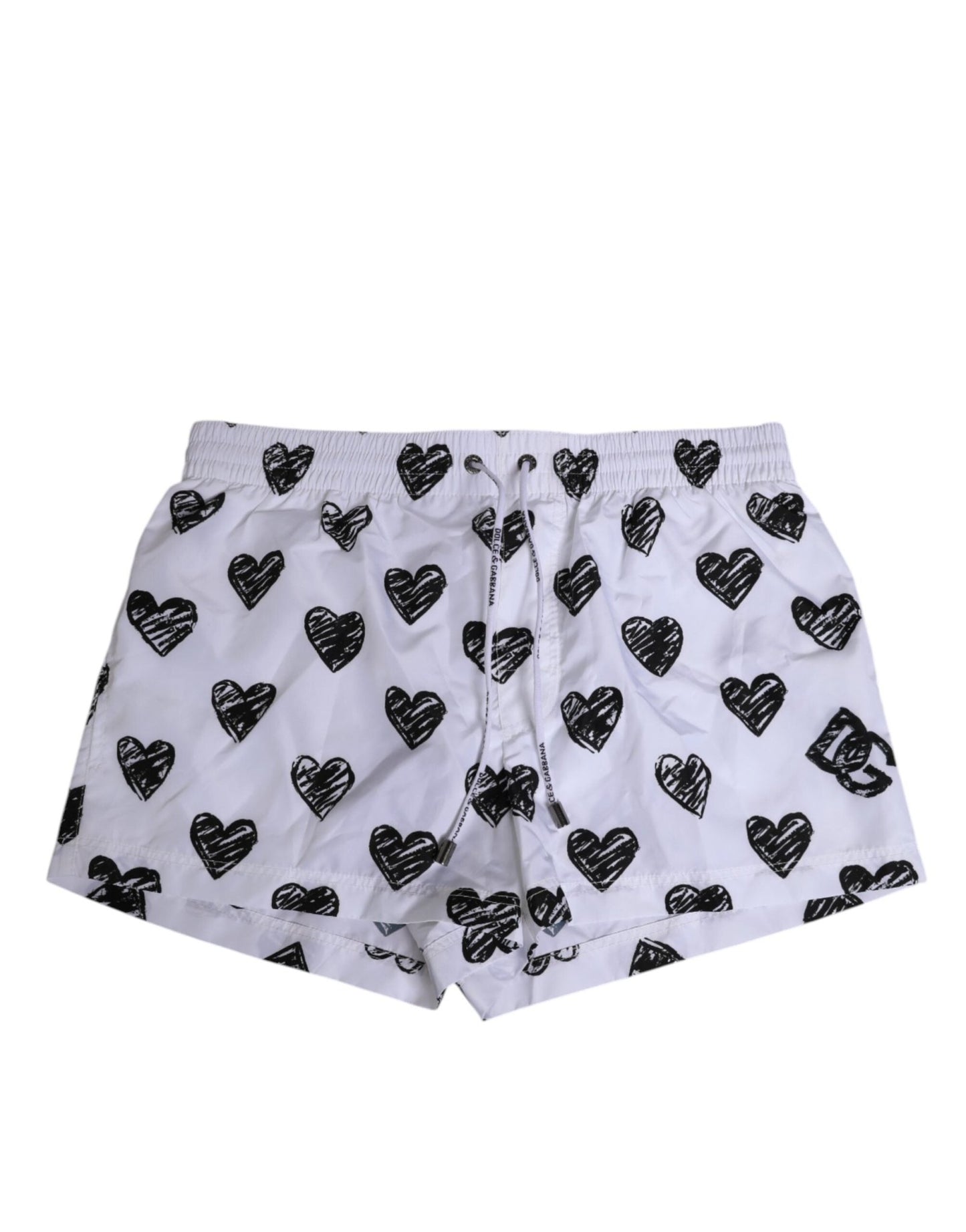Dolce & Gabbana White Black Heart Print Men Boxer Short Swimwear – IT3 | XS par Dolce & Gabbana | Disponible sur Sandy Store ByNet