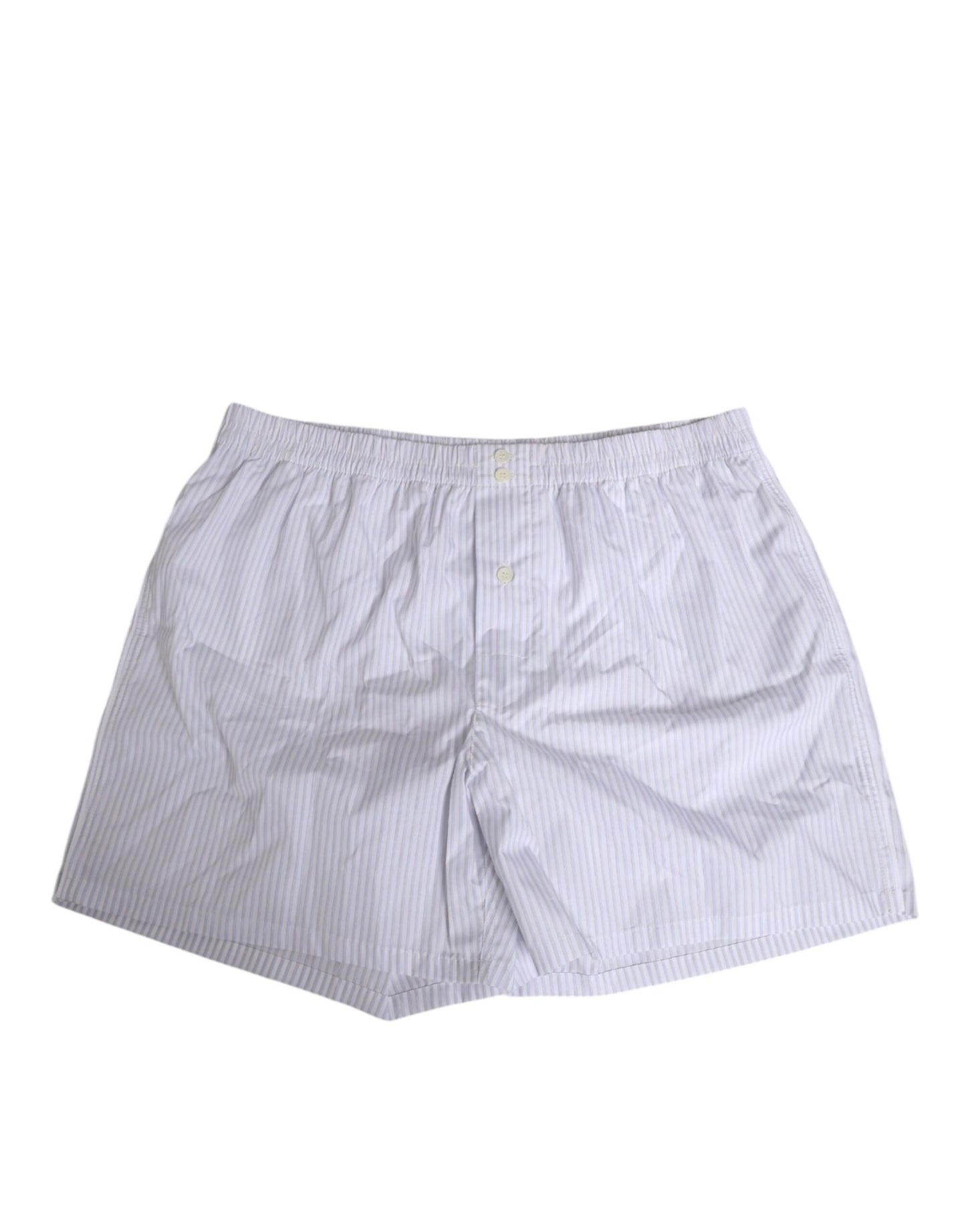Dolce & Gabbana White Blue Cotton Striped Button Fly Shorts Swimwear – IT48 | M par Dolce & Gabbana | Disponible sur Sandy Store ByNet