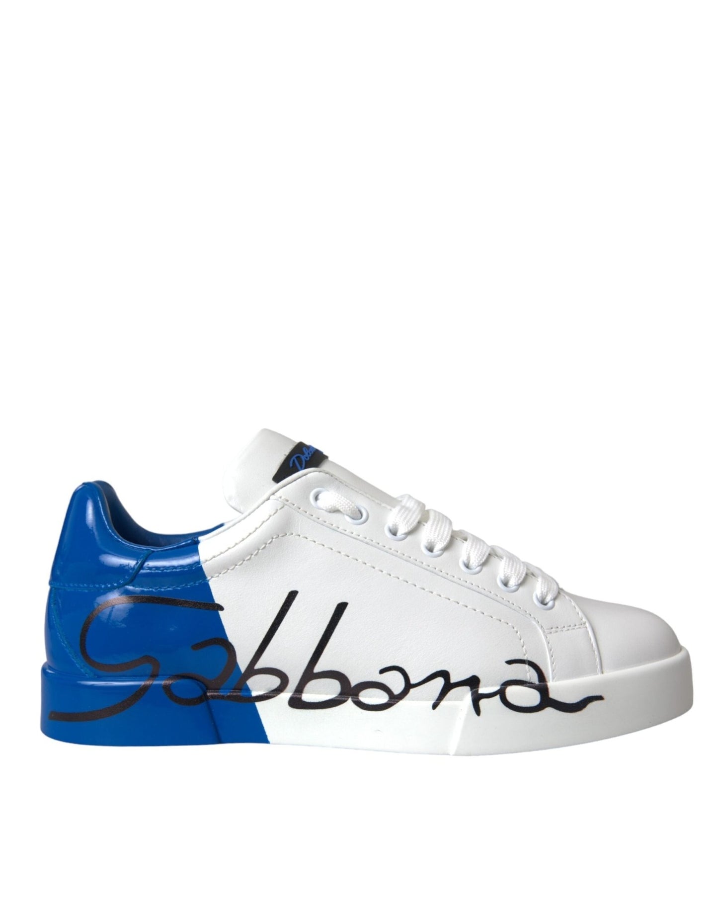 Dolce & Gabbana White Blue Leather Logo Low Top Sneakers Shoes – EU39/US6 par Dolce & Gabbana | Disponible sur Sandy Store ByNet