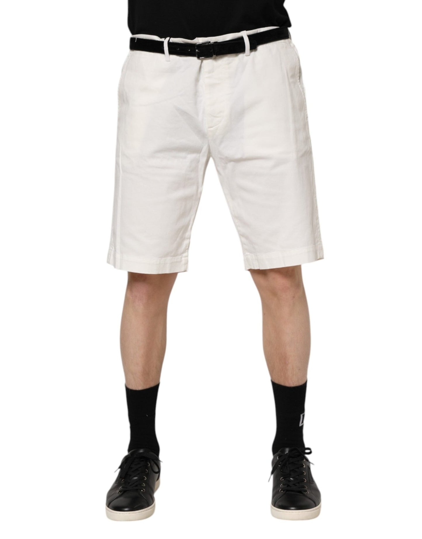 Dolce & Gabbana White Chinos Cotton Stretch Men Casual Shorts – IT56 | XXL par Dolce & Gabbana | Disponible sur Sandy Store ByNet