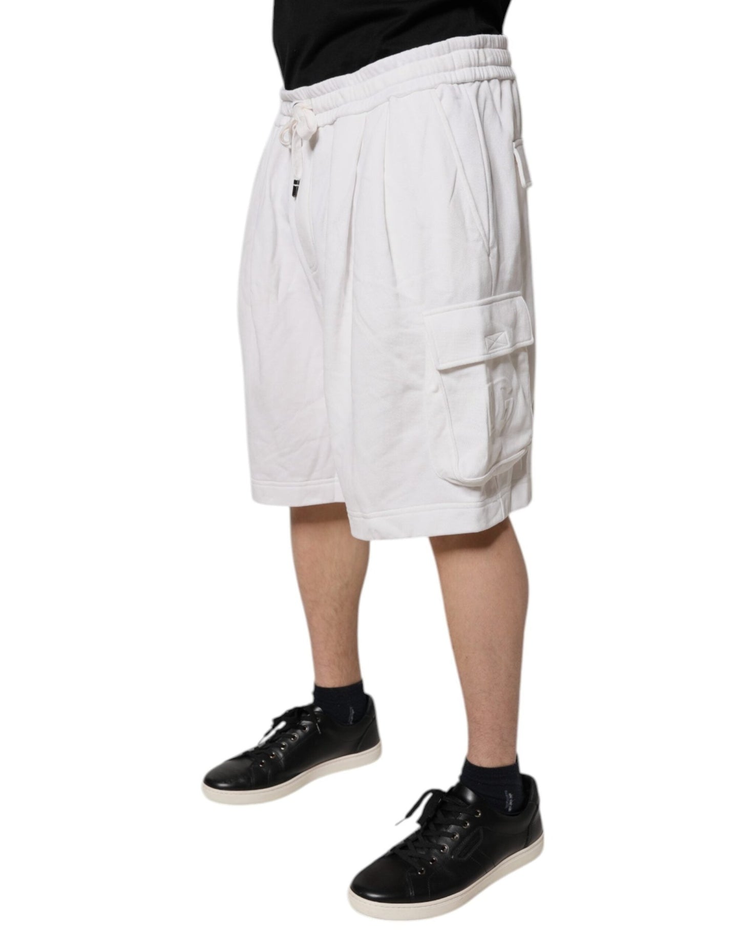 Dolce & Gabbana White Cotton Cargo Bermuda Sweatshorts Shorts - Sandy Store ByNet