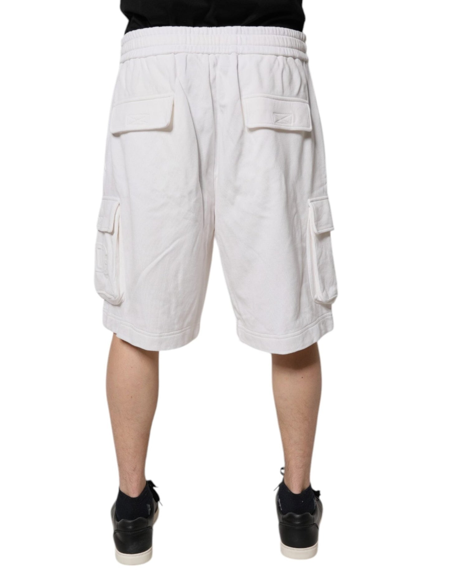 Dolce & Gabbana White Cotton Cargo Bermuda Sweatshorts Shorts - Sandy Store ByNet