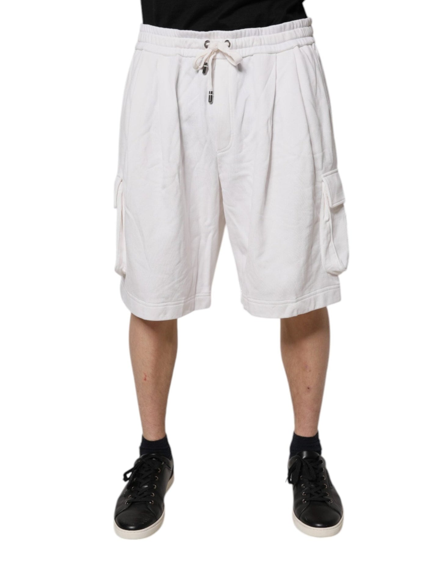 Dolce & Gabbana White Cotton Cargo Bermuda Sweatshorts Shorts - Sandy Store ByNet