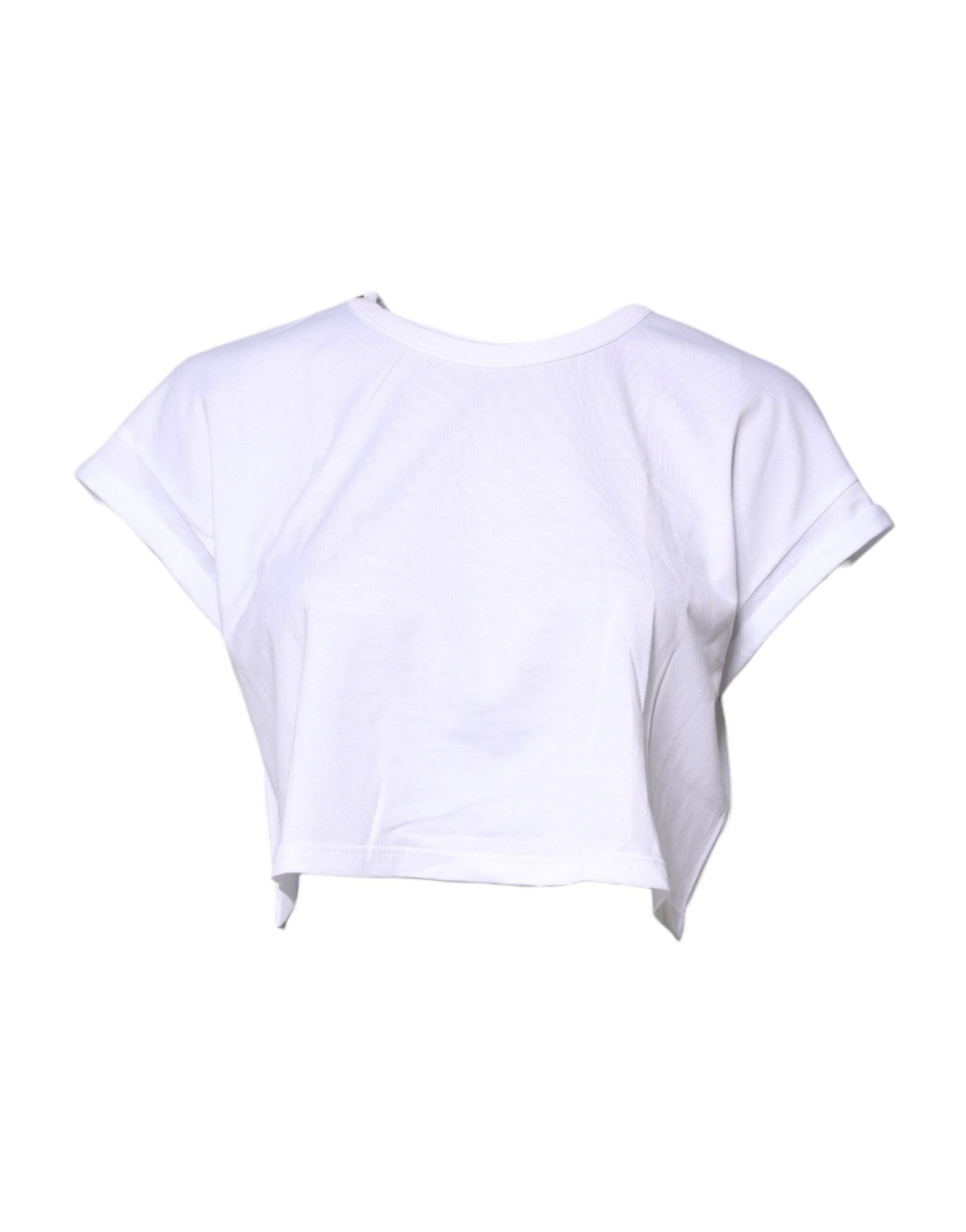Dolce & Gabbana White Cotton Crew Neck Cropped T-shirt Top – IT36|XXS par Dolce & Gabbana | Disponible sur Sandy Store ByNet