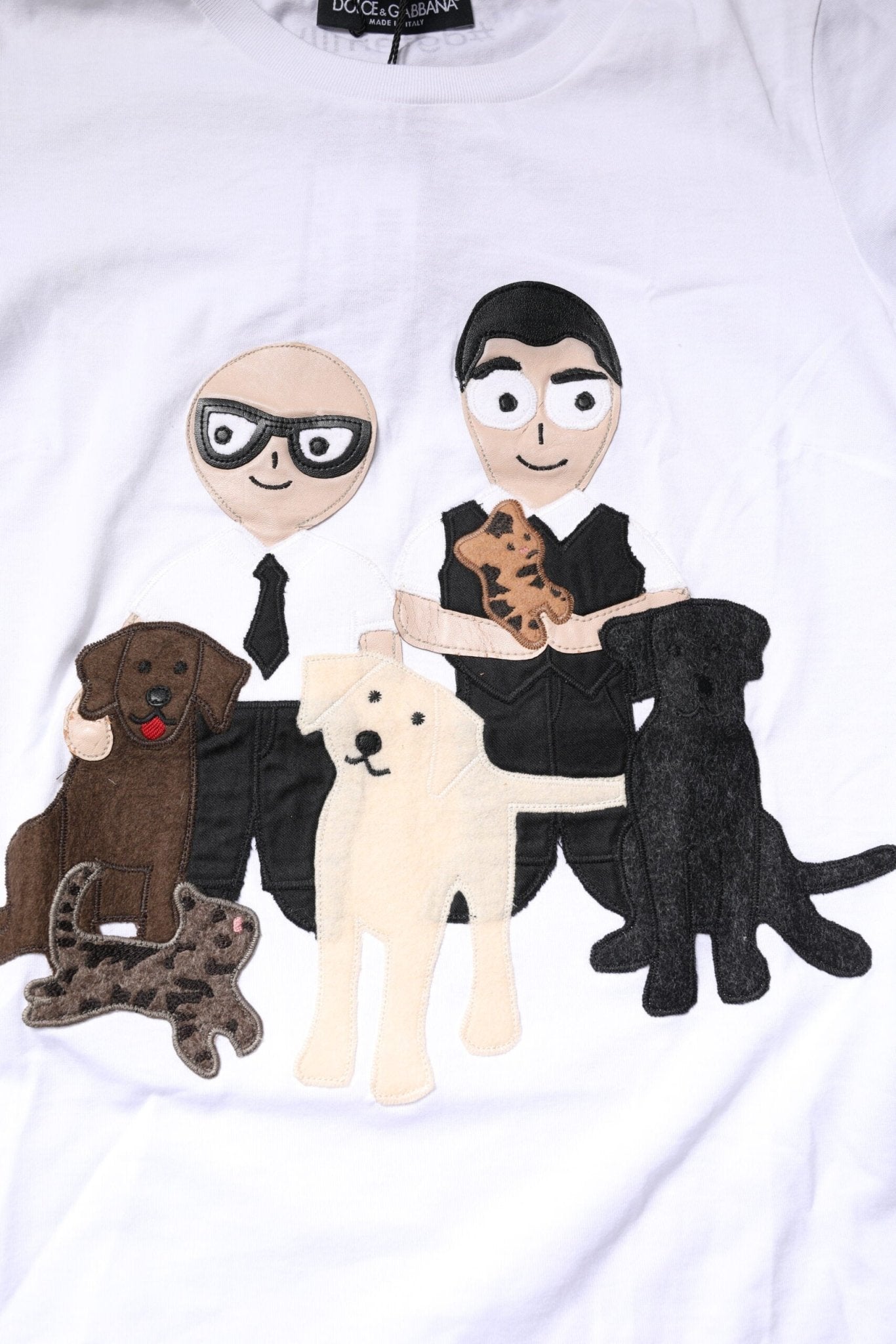 Dolce & Gabbana White Cotton #DGFAMILY Embroidery T-shirt - Sandy Store ByNet