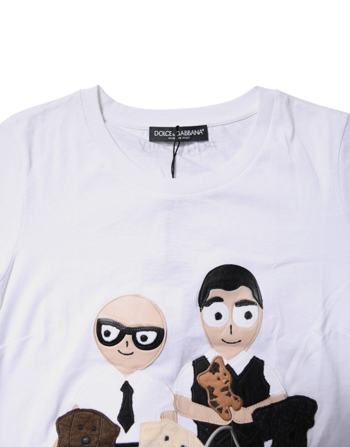 Dolce & Gabbana White Cotton #DGFAMILY Embroidery T-shirt - Sandy Store ByNet