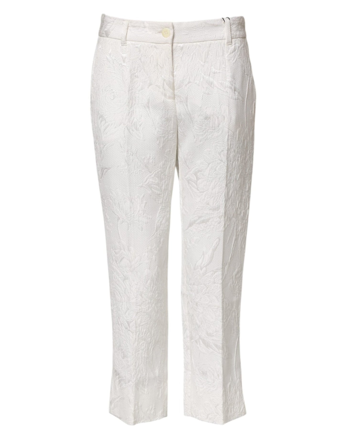 Dolce & Gabbana White Cotton Floral Jacquard Pants – IT40|S par Dolce & Gabbana | Disponible sur Sandy Store ByNet