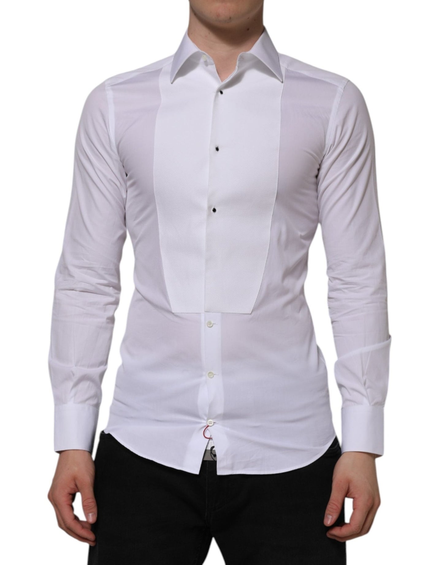 Dolce & Gabbana White Cotton GOLD Bib Poplin Formal Shirt – IT38 | XS par Dolce & Gabbana | Disponible sur Sandy Store ByNet