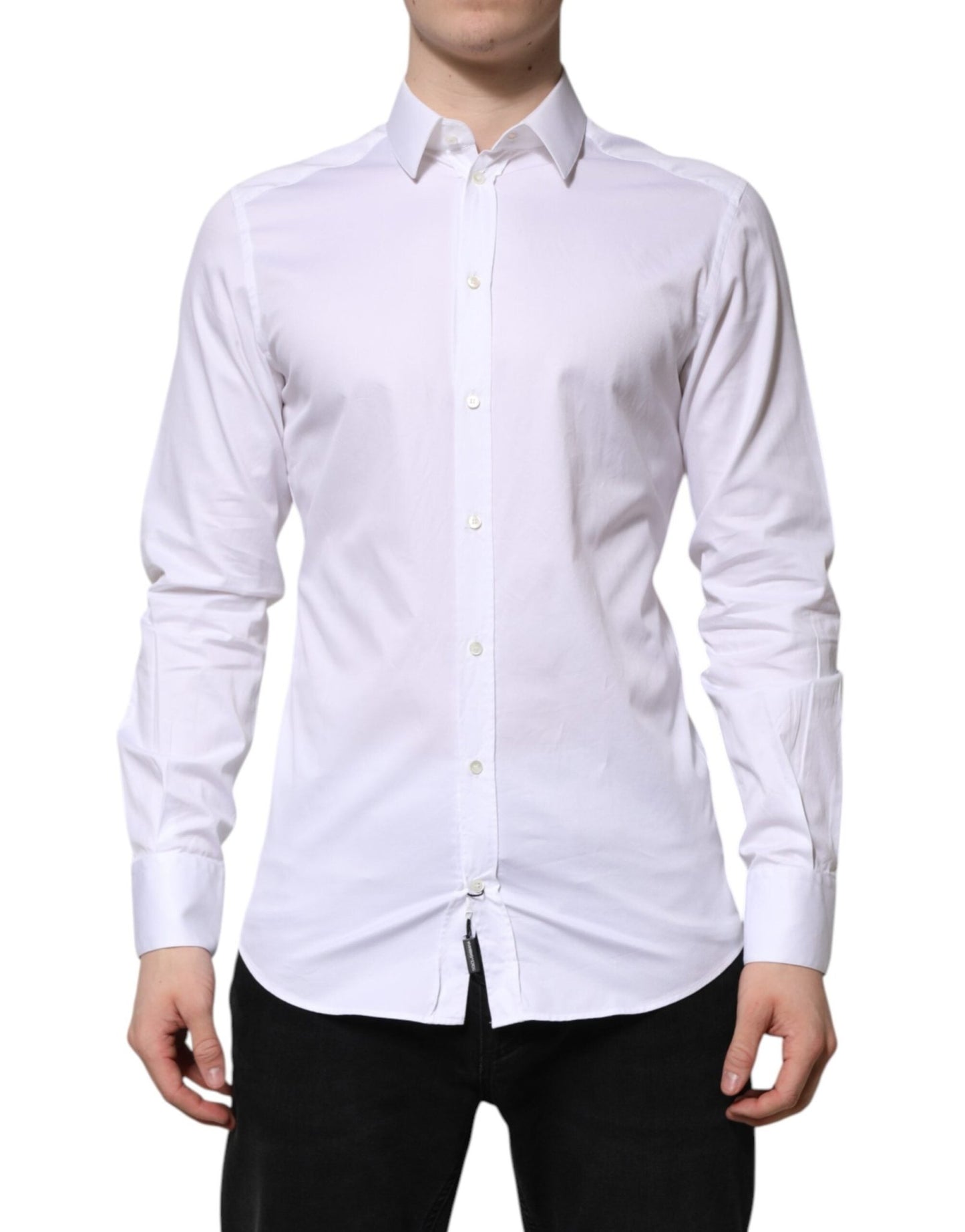 Dolce & Gabbana White Cotton GOLD Long Sleeve Men Dress Shirt – IT39 | S par Dolce & Gabbana | Disponible sur Sandy Store ByNet