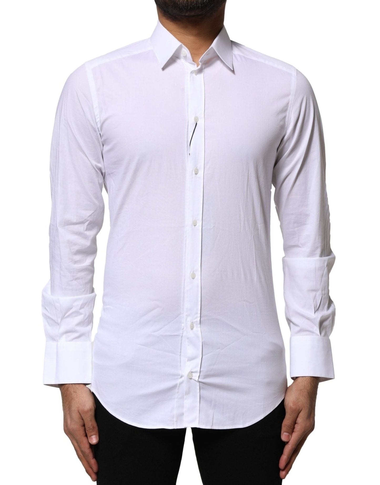 Dolce & Gabbana White Cotton GOLD Long Sleeves Dress Shirt – IT37 | XS par Dolce & Gabbana | Disponible sur Sandy Store ByNet