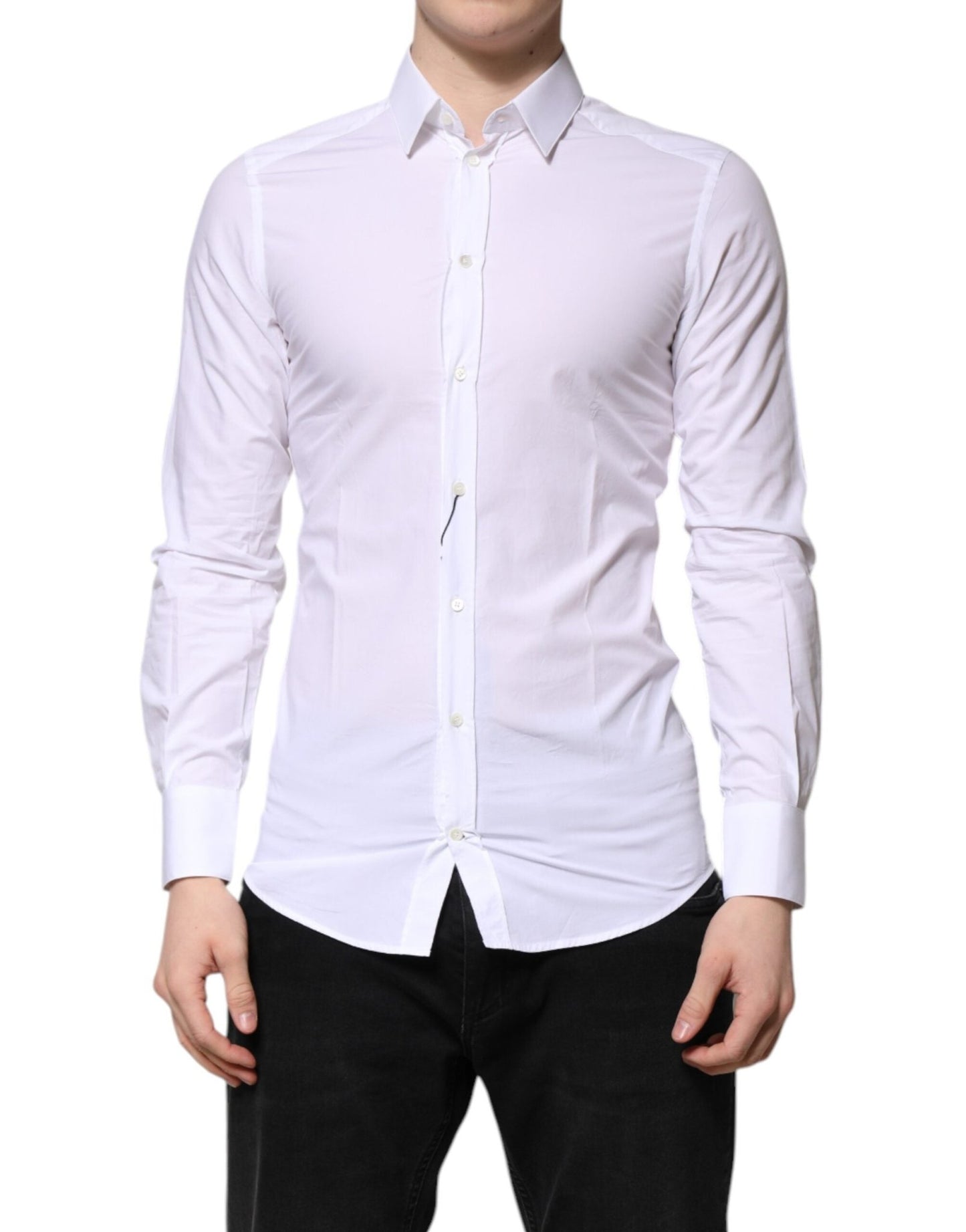 Dolce & Gabbana White Cotton GOLD Long Sleeves Dress Shirt – IT40 | M par Dolce & Gabbana | Disponible sur Sandy Store ByNet