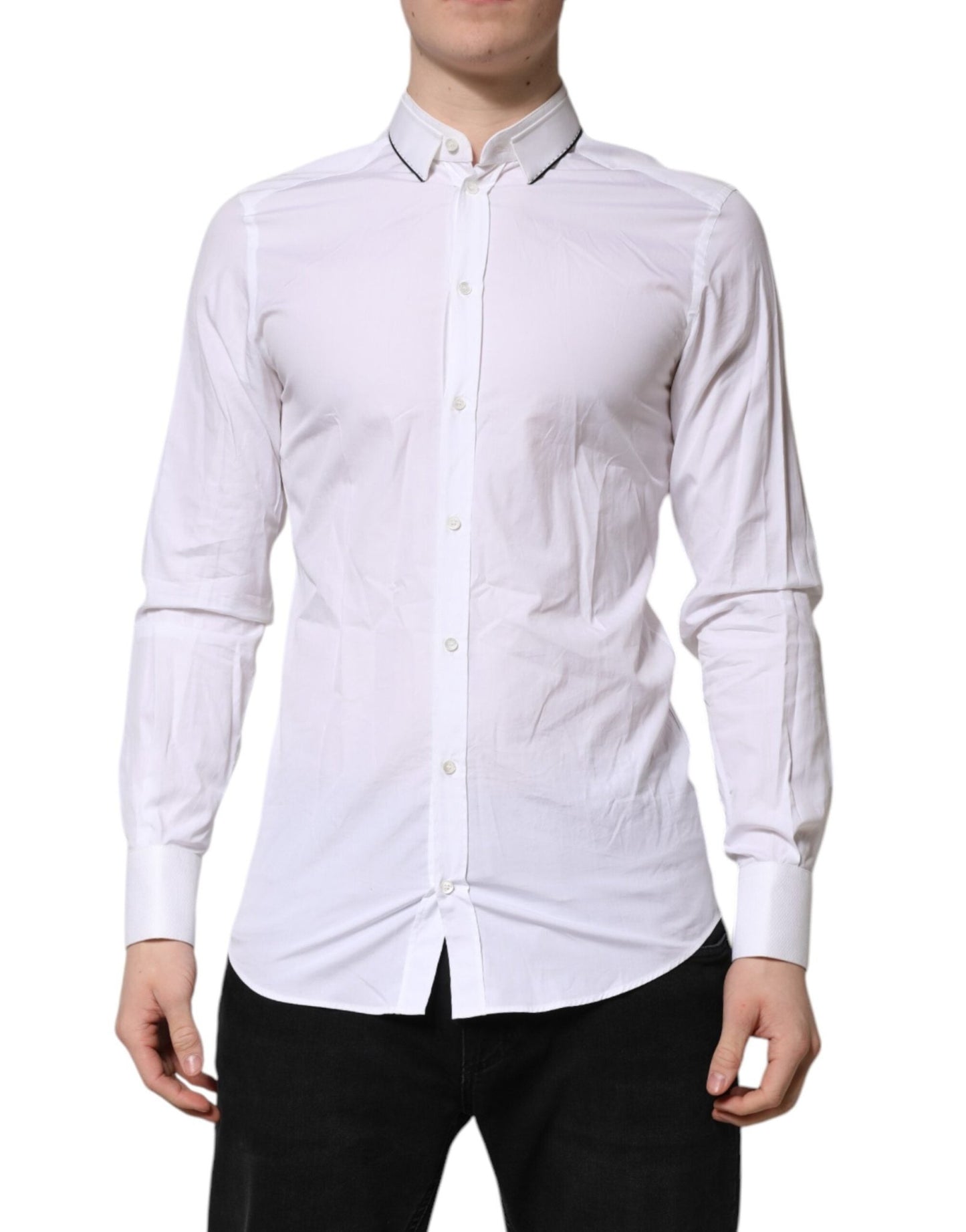 Dolce & Gabbana White Cotton GOLD Long Sleeves Formal Shirt – IT39 | S par Dolce & Gabbana | Disponible sur Sandy Store ByNet