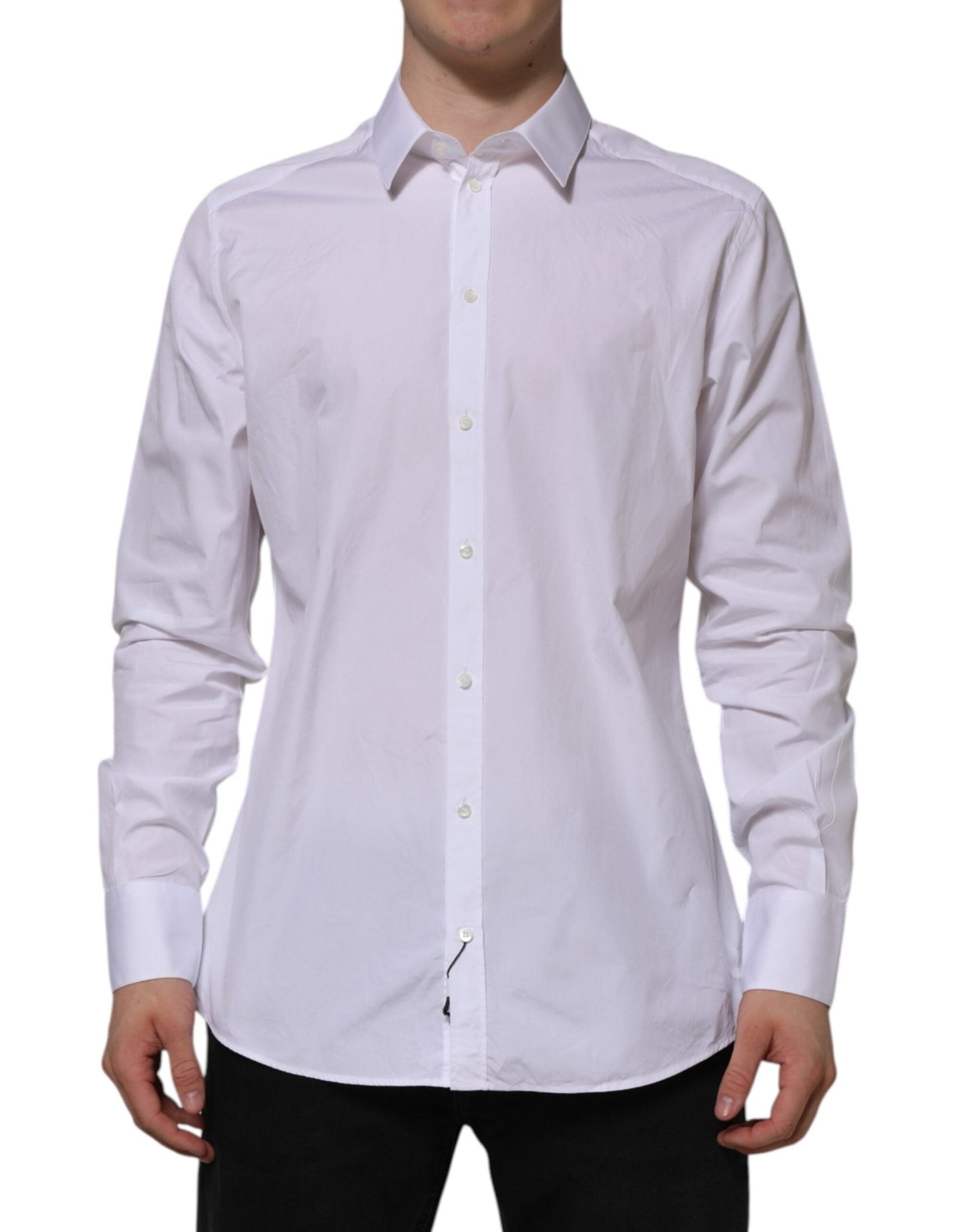 Dolce & Gabbana White Cotton GOLD Long Sleeves Formal Shirt – IT43 | 2XL par Dolce & Gabbana | Disponible sur Sandy Store ByNet