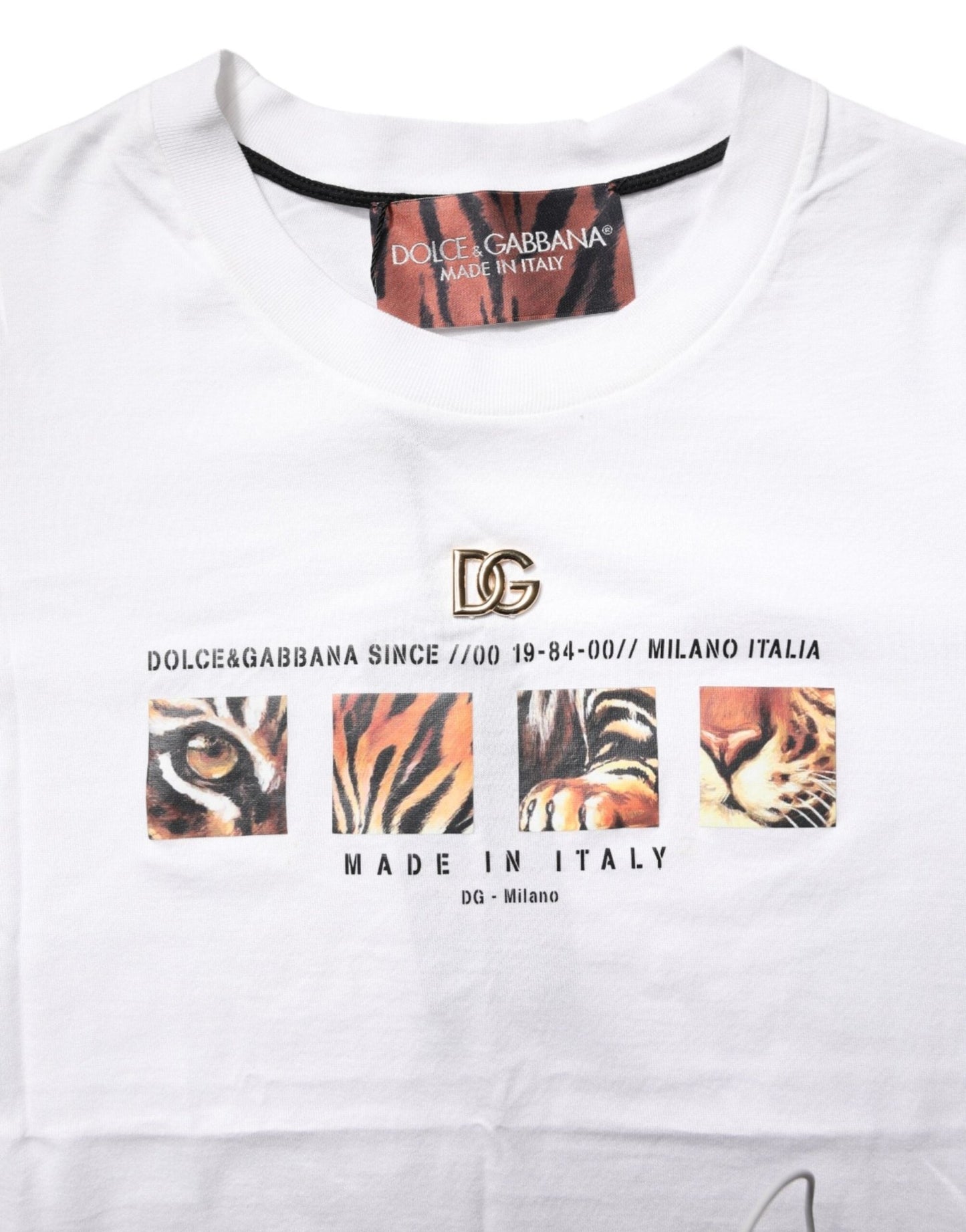 Dolce & Gabbana White Cotton Graphic Print Crew Neck T-shirt - Sandy Store ByNet