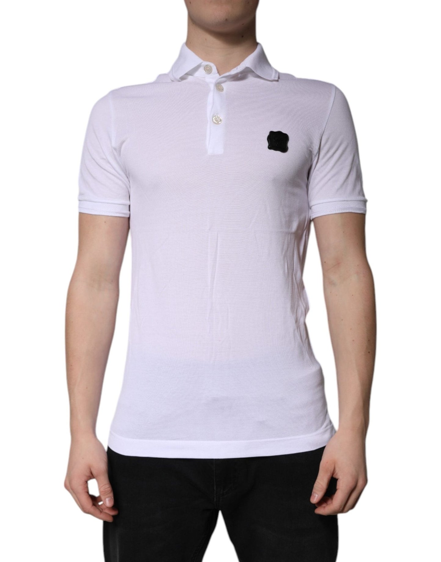 Dolce & Gabbana White Cotton Logo Collared Polo T-shirt – IT44 | XS par Dolce & Gabbana | Disponible sur Sandy Store ByNet