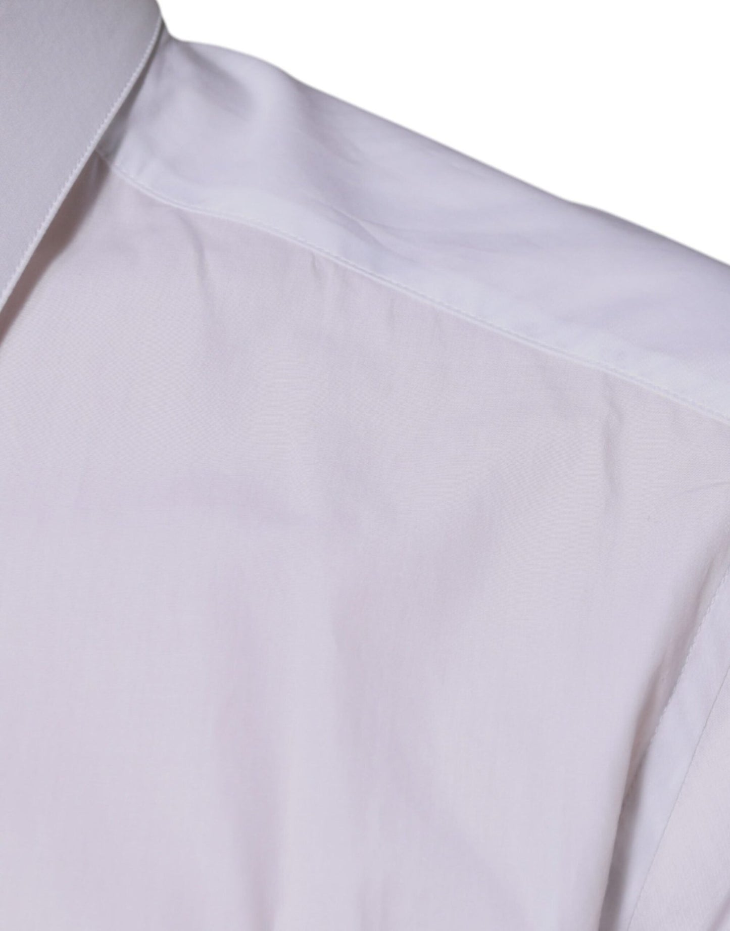 Dolce & Gabbana White Cotton Logo Formal Men GOLD Dress Shirt - Sandy Store ByNet