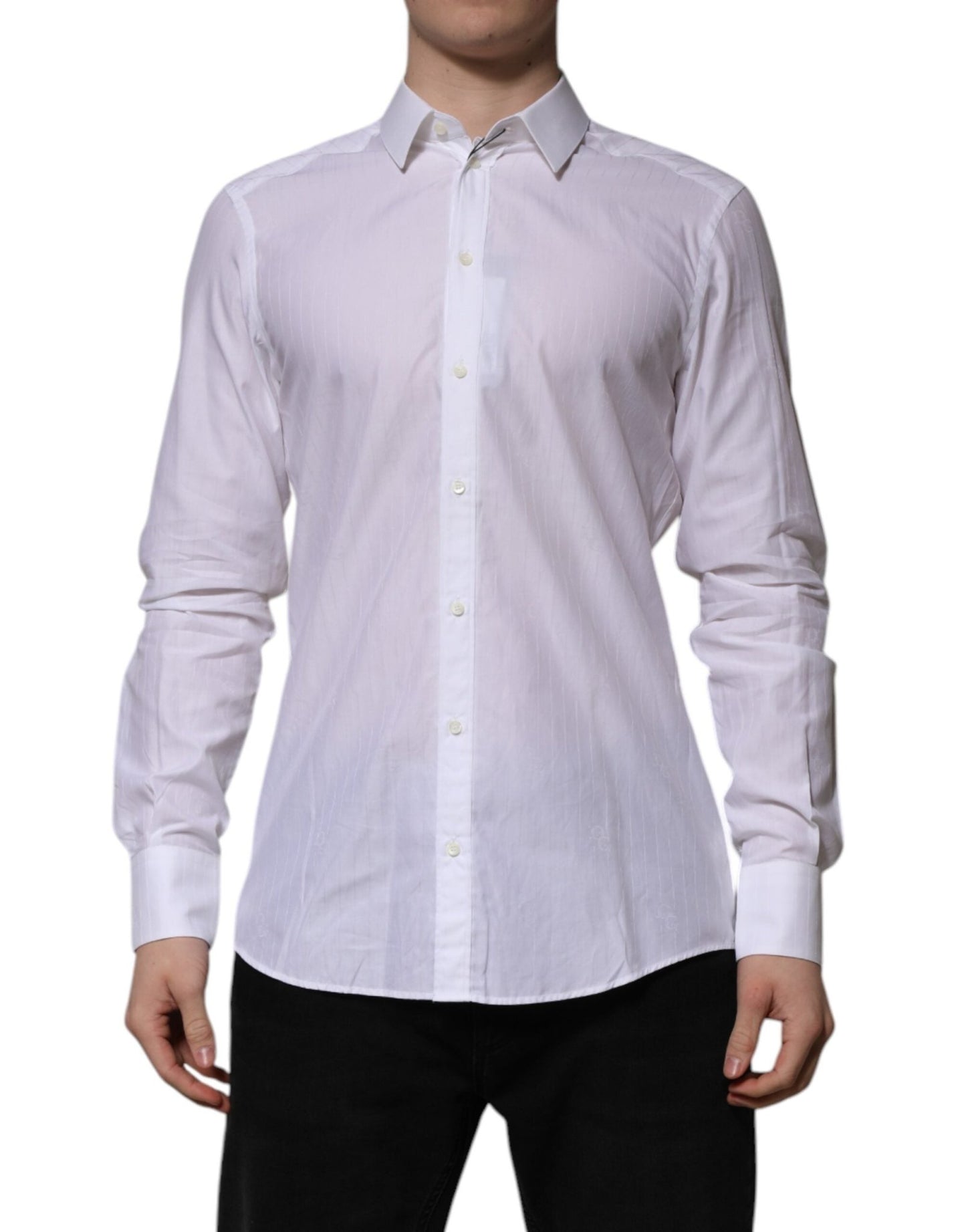 Dolce & Gabbana White Cotton MARTINI Long Sleeve Formal Shirt – IT40 | M par Dolce & Gabbana | Disponible sur Sandy Store ByNet