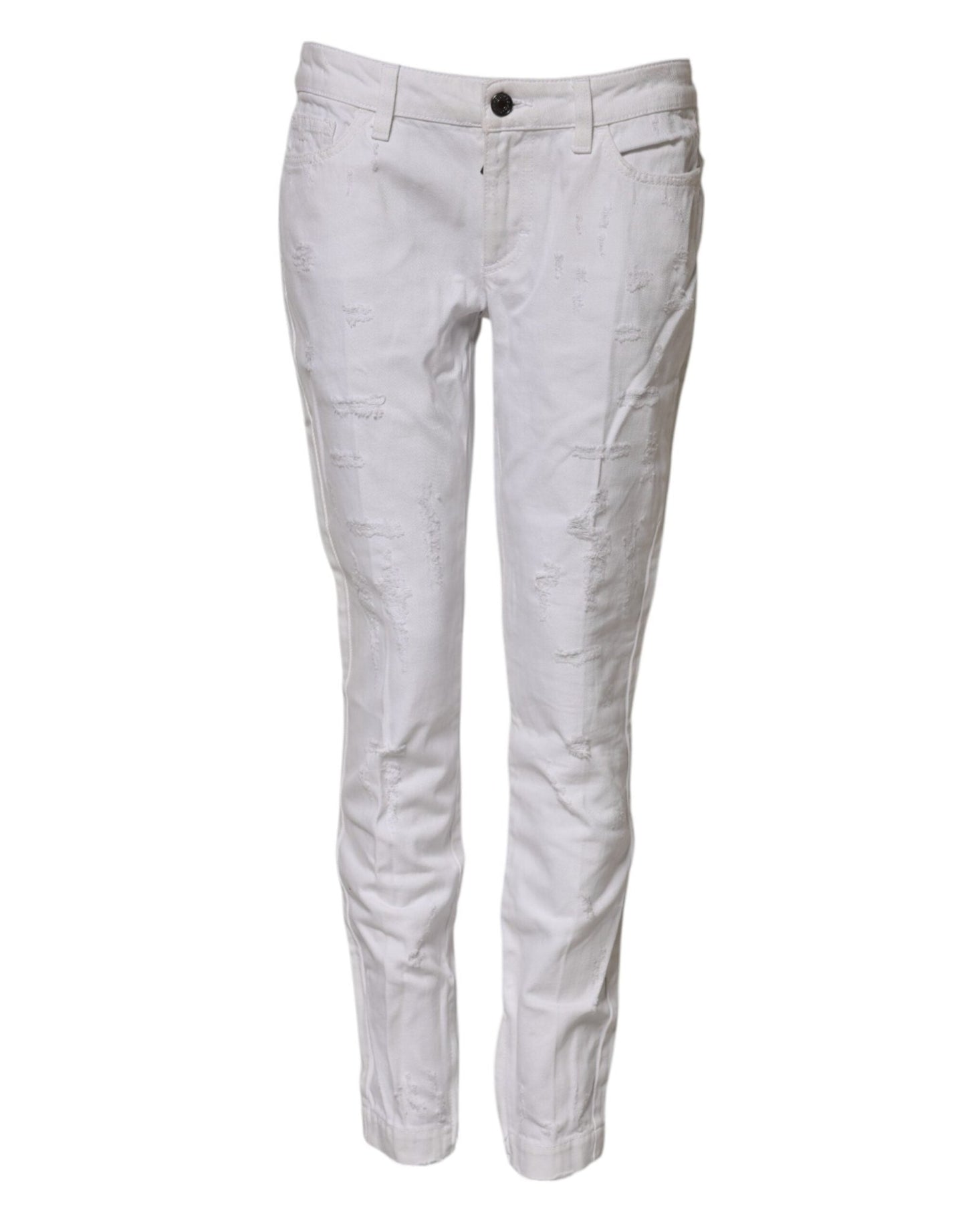 Dolce & Gabbana White Cotton Mid Waisted Women Denim Jeans – IT42|M par Dolce & Gabbana | Disponible sur Sandy Store ByNet