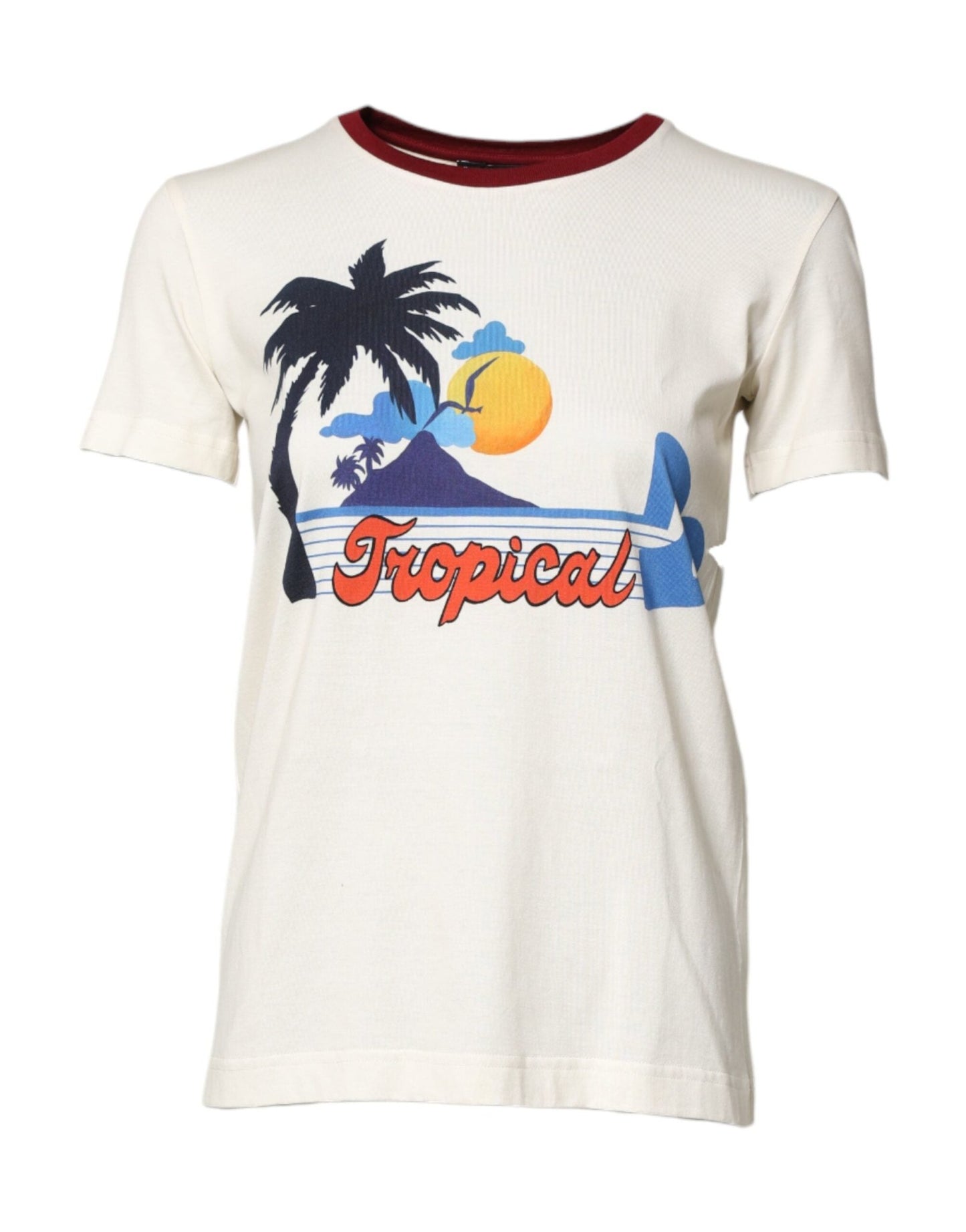 Dolce & Gabbana White Cotton Print Short Sleeves Top T-shirt – IT36|XXS par Dolce & Gabbana | Disponible sur Sandy Store ByNet