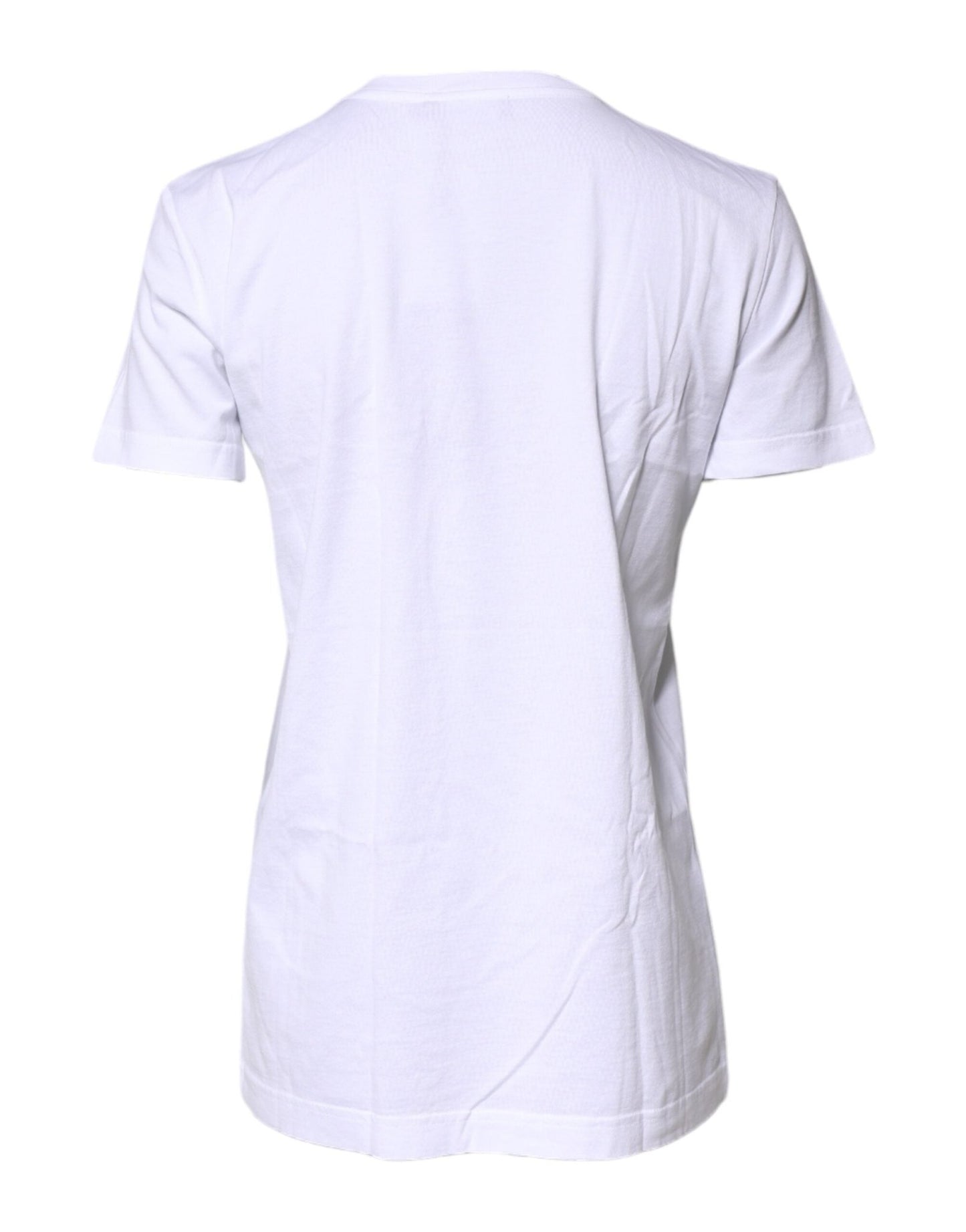 Dolce & Gabbana White Cotton Printed Round Neck Top T-shirt - Sandy Store ByNet