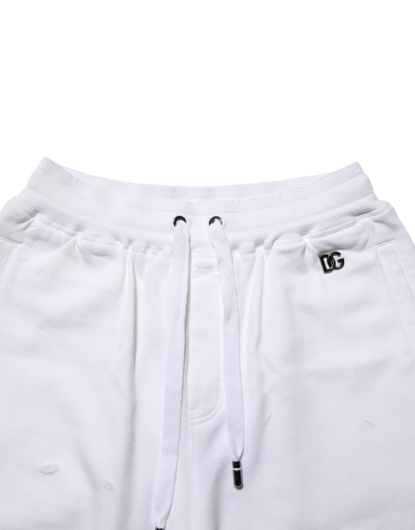 Dolce & Gabbana White Cotton Ripped Bermuda Sweatpants Shorts – IT46 | S par Dolce & Gabbana | Disponible sur Sandy Store ByNet