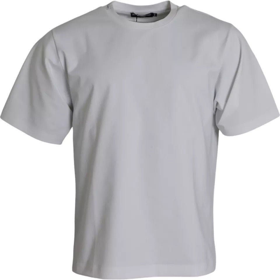 Dolce & Gabbana White Cotton Round Neck Short Sleeve T-shirt - Sandy Store ByNet