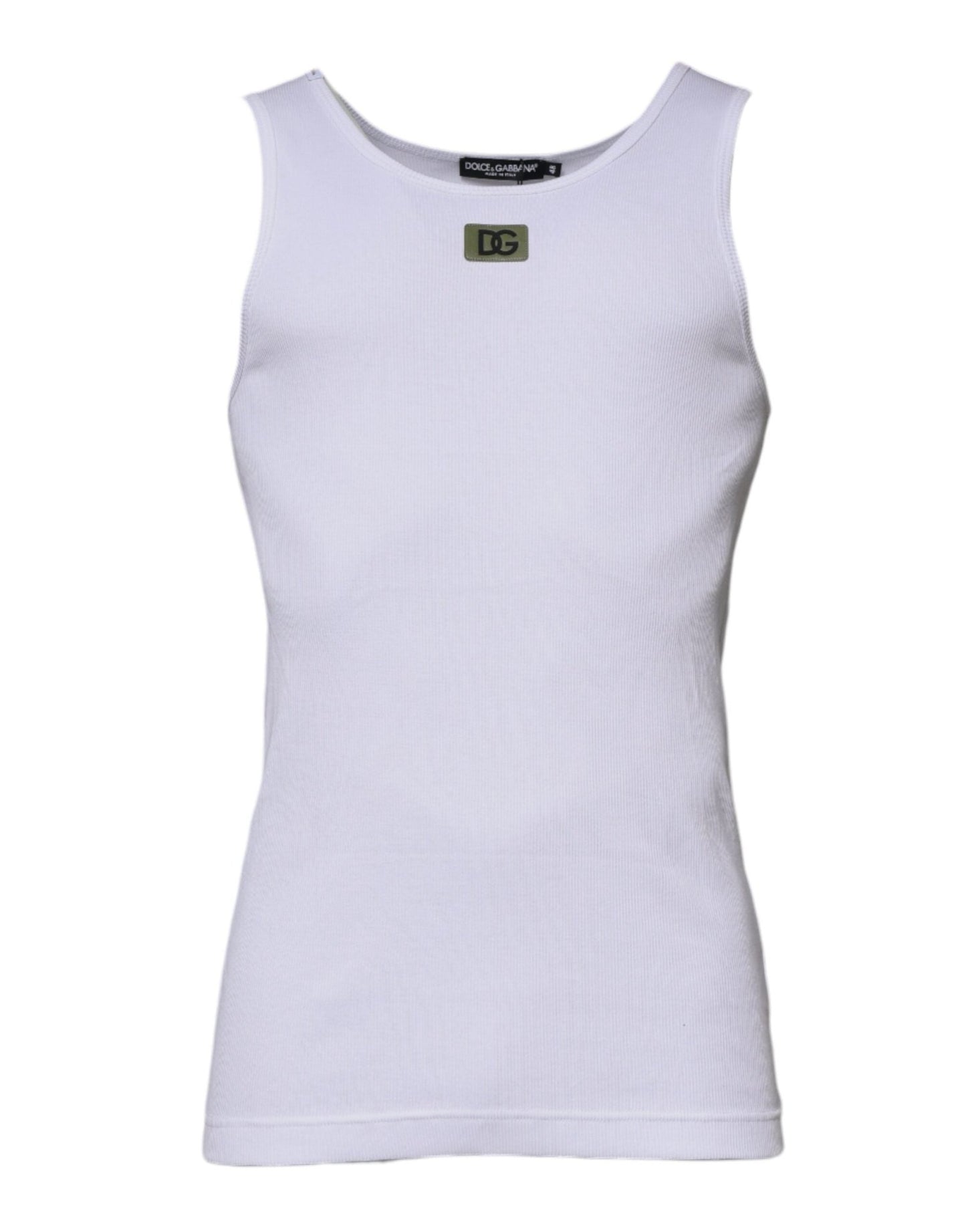 Dolce & Gabbana White Cotton Round Neck Sleeveless T-shirt – IT48 | M par Dolce & Gabbana | Disponible sur Sandy Store ByNet