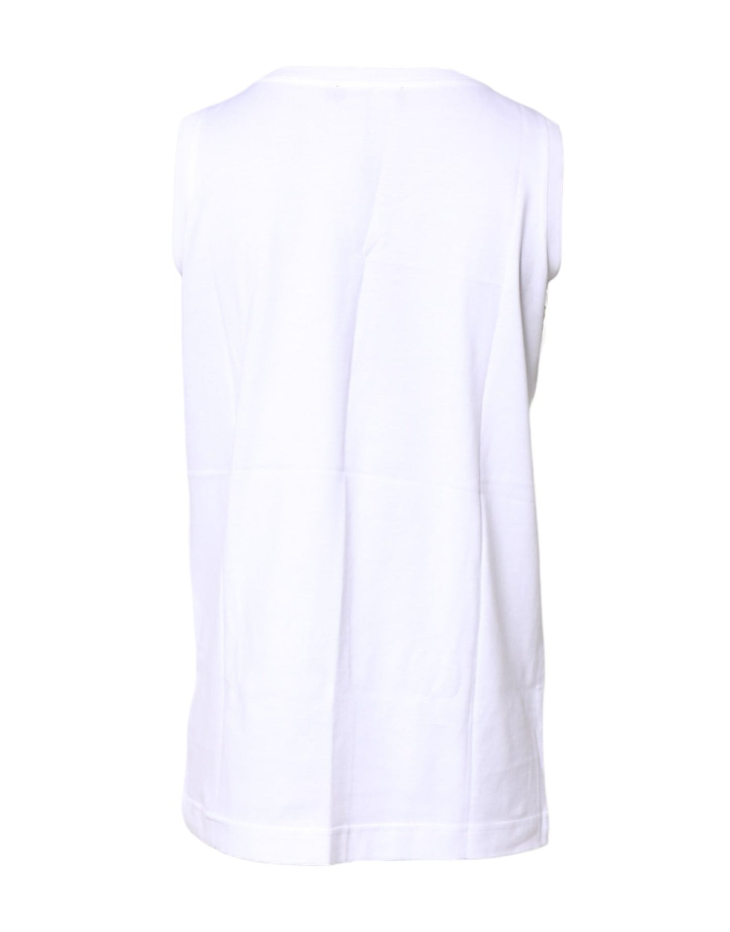 Dolce & Gabbana White Cotton Sleeveless Crew Neck T-shirt - Sandy Store ByNet