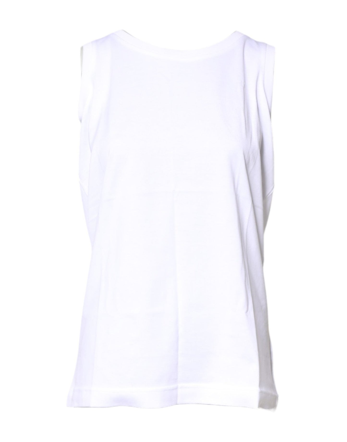 Dolce & Gabbana White Cotton Sleeveless Crew Neck T-shirt - Sandy Store ByNet