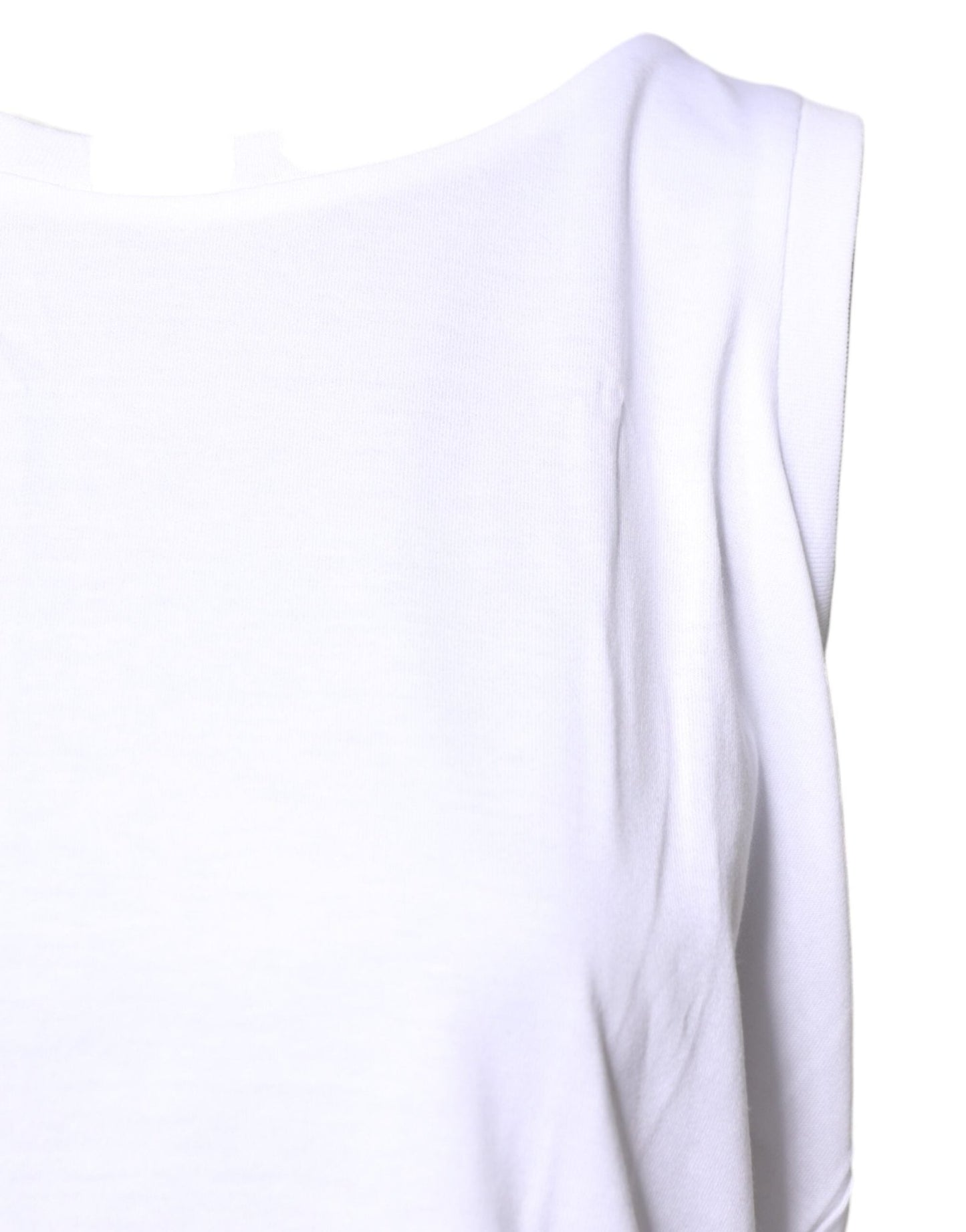 Dolce & Gabbana White Cotton Sleeveless Crew Neck T-shirt - Sandy Store ByNet