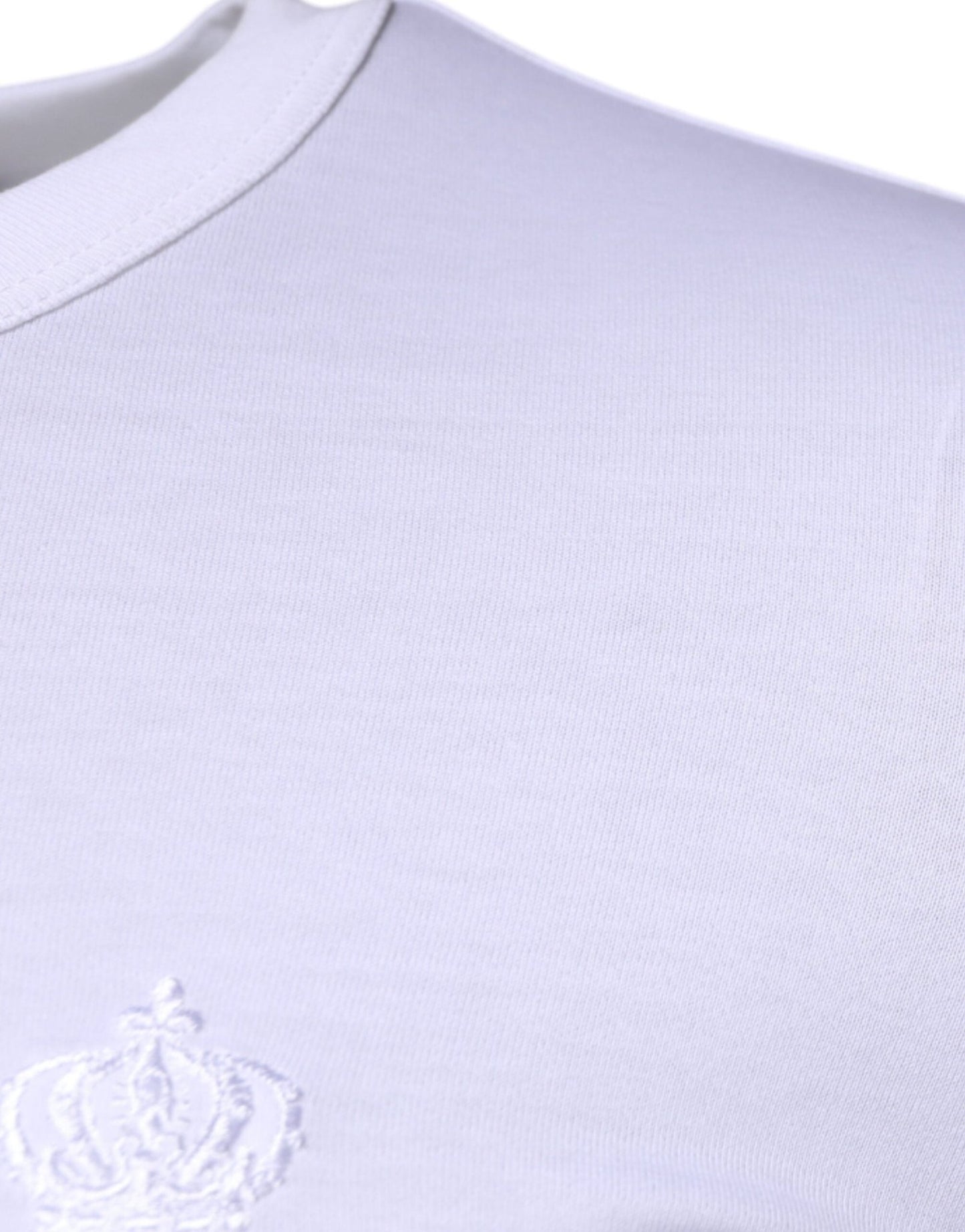 Dolce & Gabbana White Crown Crew Neck Cotton Pullover Sweater - Sandy Store ByNet