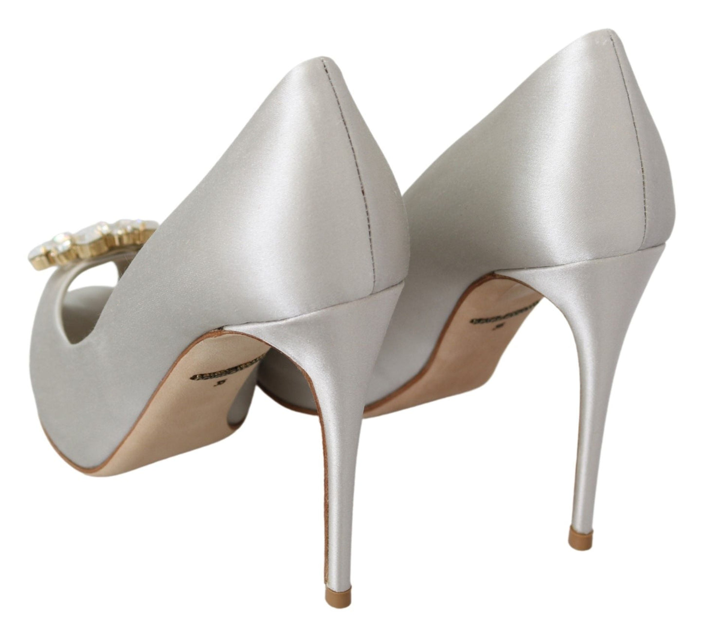 Dolce & Gabbana White Crystal Peep Toe Silk Blend Heels - Sandy Store ByNet