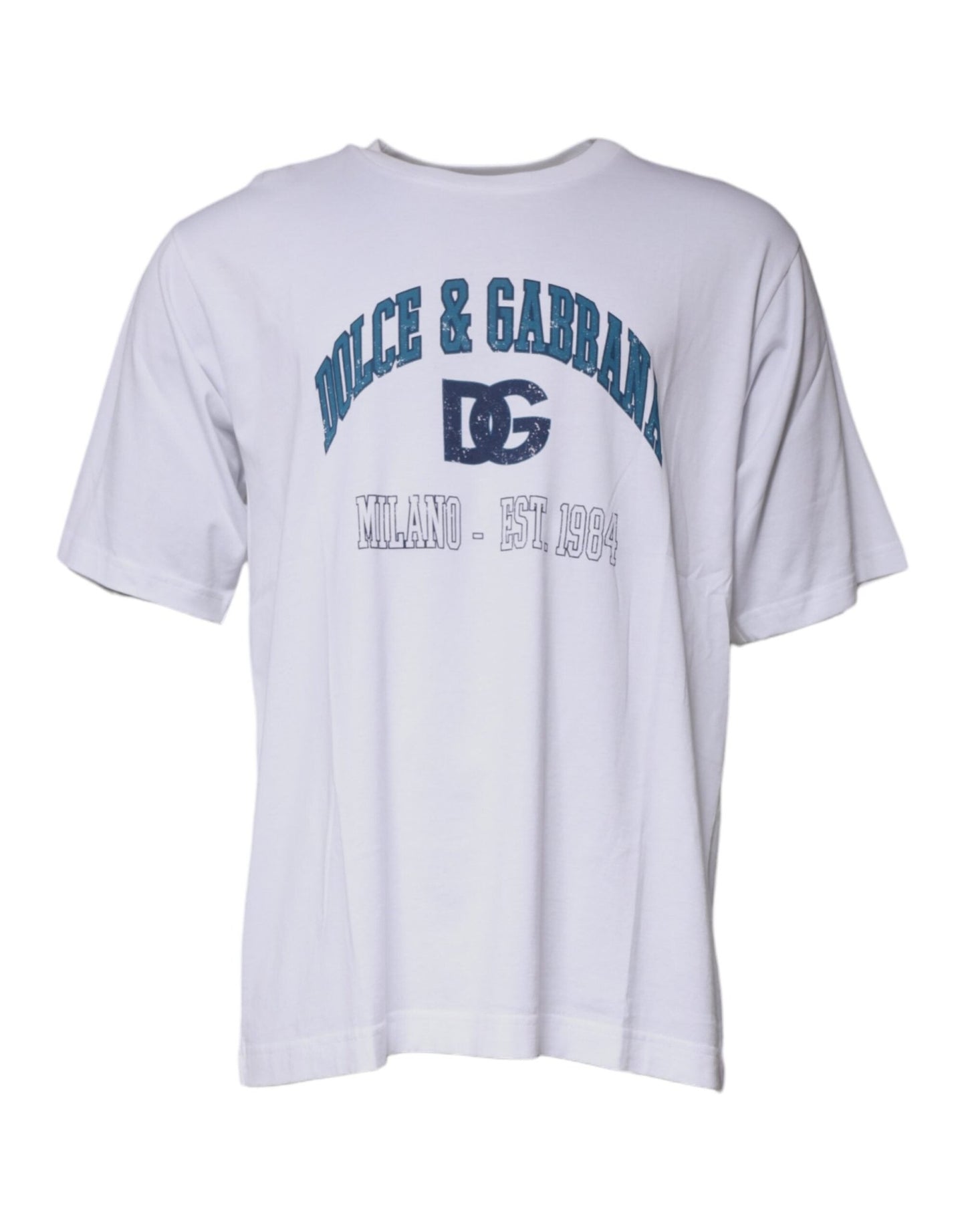 Dolce & Gabbana White DG Milano Cotton Crew Neck T-shirt – IT52 | XL par Dolce & Gabbana | Disponible sur Sandy Store ByNet